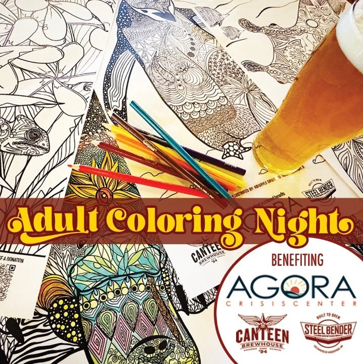 🖍️ 𝐀𝐝𝐮𝐥𝐭 𝐂𝐨𝐥𝐨𝐫𝐢𝐧𝐠 𝐍𝐢𝐠𝐡𝐭 𝐛𝐞𝐧𝐞𝐟𝐢𝐭𝐢𝐧𝐠 𝐀𝐆𝐎𝐑𝐀 𝐂𝐫𝐢𝐬𝐢𝐬 𝐂𝐞𝐧𝐭𝐞𝐫🖍️⁠
is back!⁠
⁠
Join Steel Bender and Canteen for a relaxed, creative evening with friends &mdash; all in support of mental health awareness, a cause