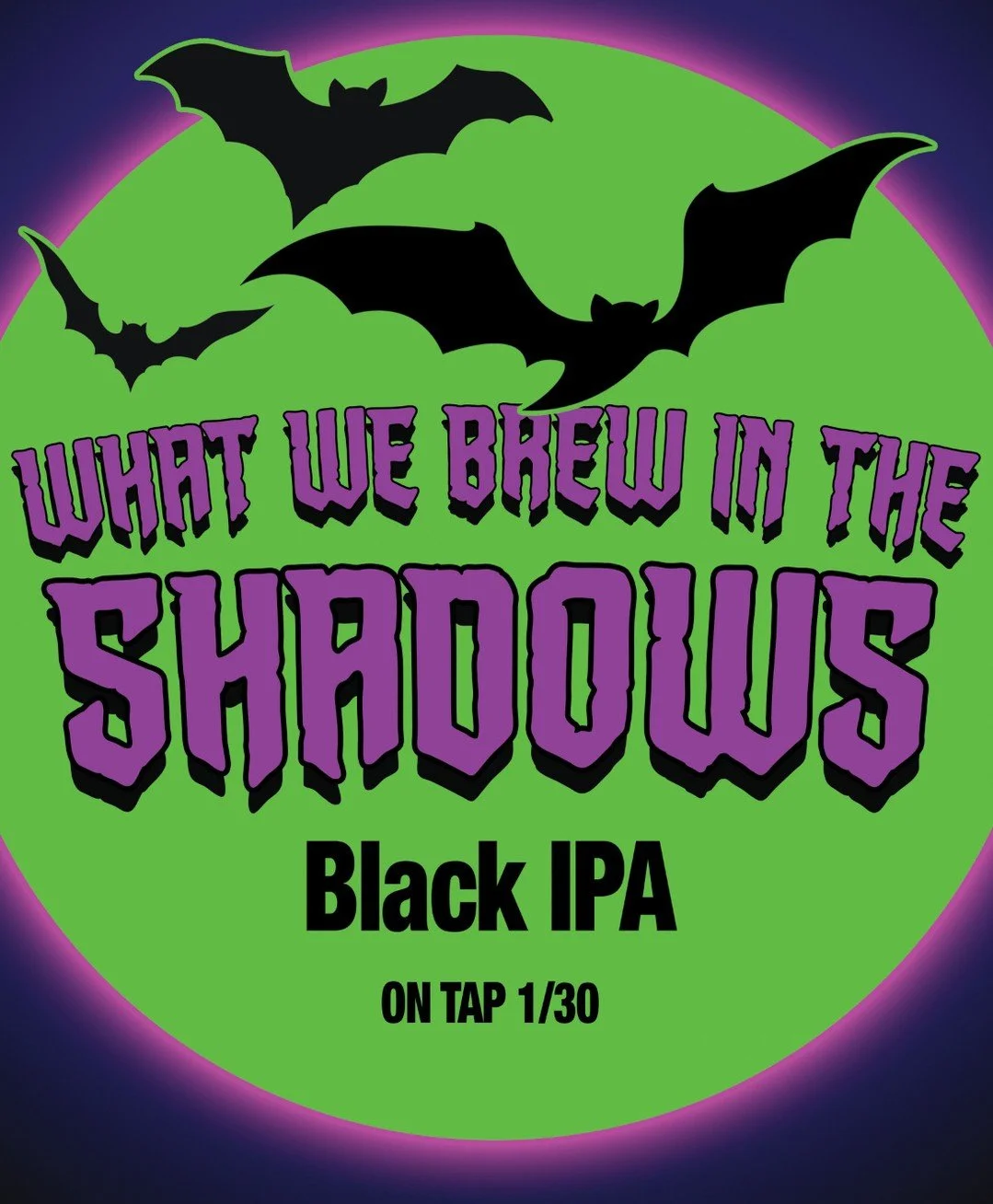 𝐖𝐡𝐚𝐭 𝐖𝐞 𝐁𝐫𝐞𝐰 𝐢𝐧 𝐭𝐡𝐞 𝐒𝐡𝐚𝐝𝐨𝐰𝐬 𝐁𝐥𝐚𝐜𝐤 𝐈𝐏𝐀⁠
🦇🦇🦇⁠
It's baaaaaatttt! *back*⁠
This deep, dark ale, with garnet highlights, boasts an aroma of citrus and berry with resinous undertones. Galaxy and Strata hops were used in the 