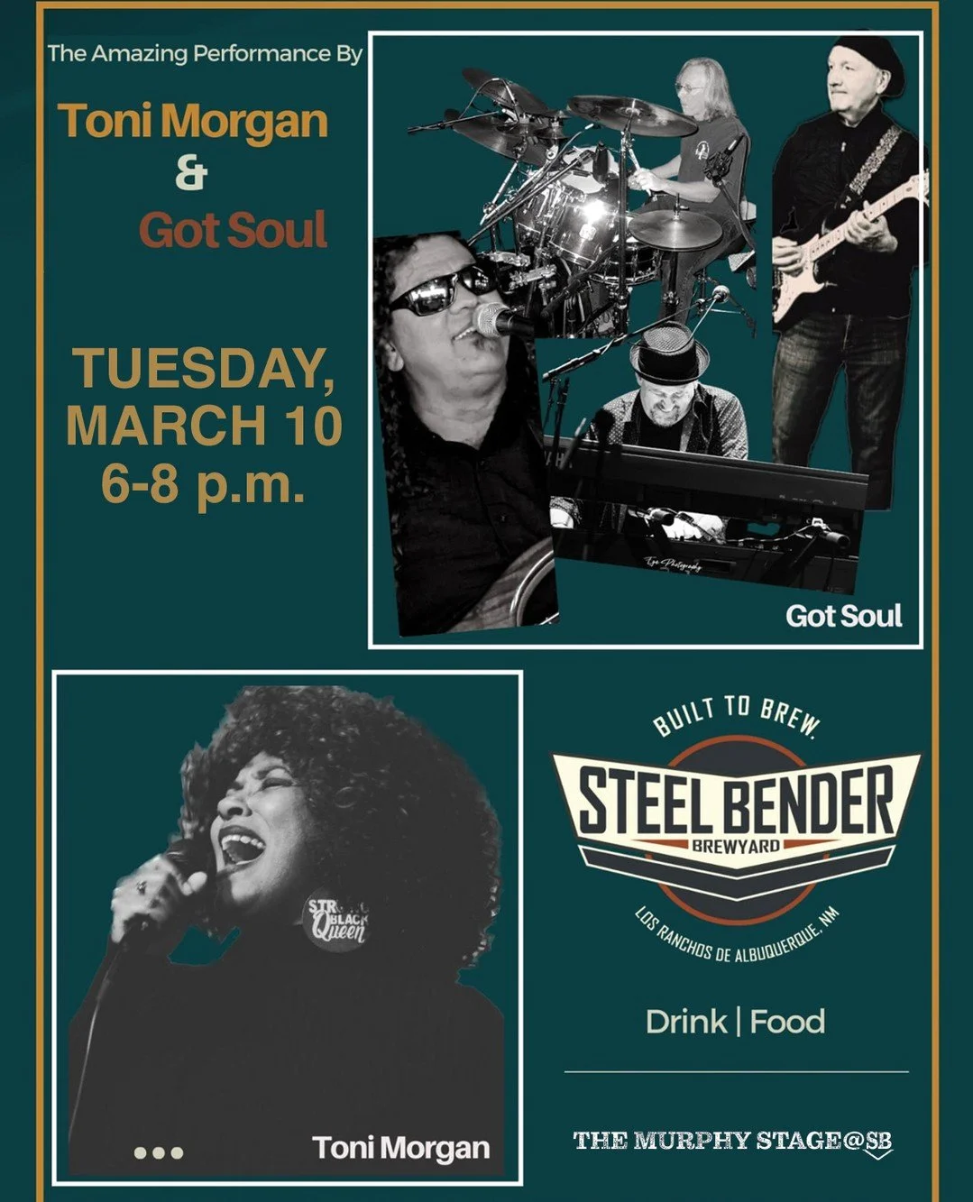 𝙼𝚄𝚂𝙸𝙲 𝚃𝚄𝙴𝚂𝙳𝙰𝚈 𝚘𝚗 𝚃𝚑𝚎 𝙼𝚞𝚛𝚙𝚑𝚢 𝚂𝚝𝚊𝚐𝚎⁠ 𝚊𝚝 𝚂𝚝𝚎𝚎𝚕 𝙱𝚎𝚗𝚍𝚎𝚛 𝙱𝚛𝚎𝚠𝚢𝚊𝚛𝚍⁠
𝚃𝚘𝚗𝚒 𝙼𝚘𝚛𝚐𝚊𝚗 &amp; 𝙶𝚘𝚝 𝚂𝚘𝚞𝚕 ⁠
𝟹.𝟷𝟶 // 𝟼-𝟾 𝚙.𝚖.⁠
⁠⁠
𝚂𝚘𝚞𝚕 &bull; 𝙹𝚊𝚣𝚣 &bull; 𝚁&amp;𝙱⁠
⁠
𝚃𝚒𝚙 𝚝𝚑𝚎 𝚋𝚊𝚗?