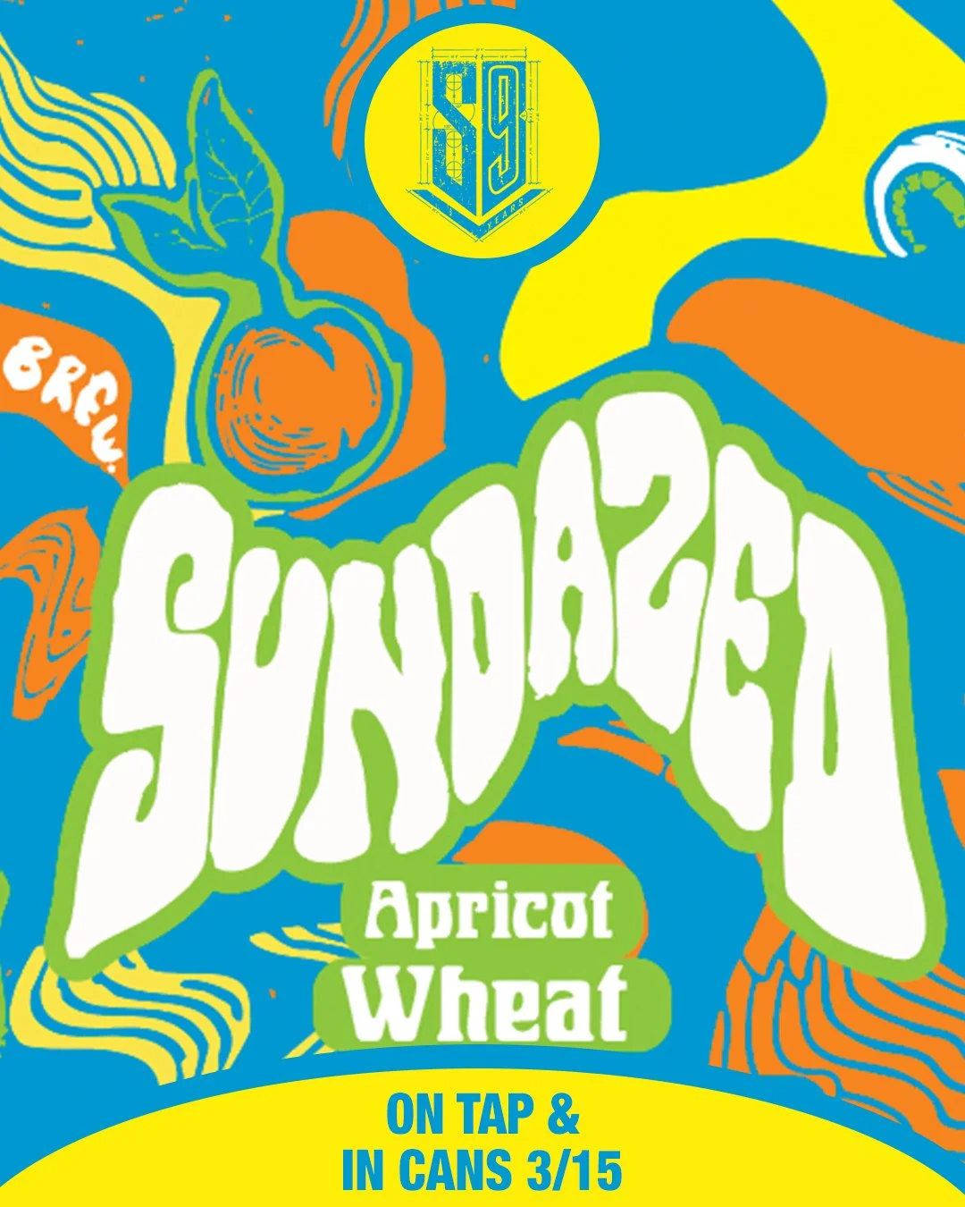 ☀️𝗦𝗨𝗡𝗗𝗔𝗭𝗘𝗗😵&zwj;💫 𝗔𝗽𝗿𝗶𝗰𝗼𝘁 𝗪𝗵𝗲𝗮𝘁 is here! ⁠
⁠
Celebrate our 9-Year Anniversary with us this Sunday over a pint of SUNDAZED and some tunes from our friends, Le Chat Lunatique!⁠
⁠
Brewed with over 50% wheat and more than 500 pounds