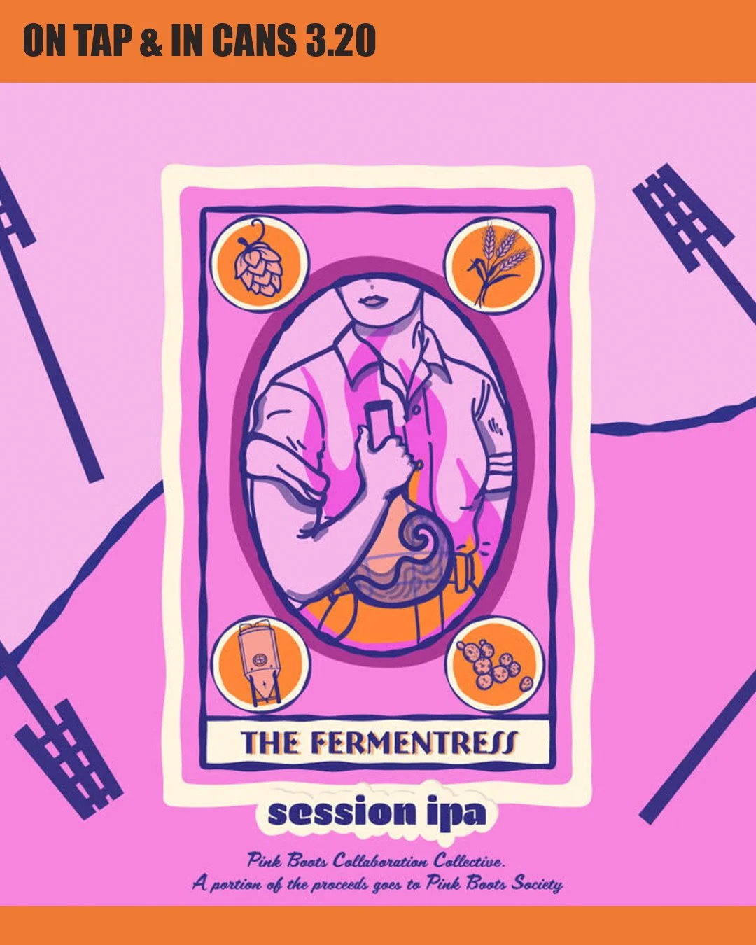 On tap and in cans Friday, this year's New Mexico Pink Boots Society collaboration, ✨The Fermentress Session IPA✨. ⁠
⁠
Inspired by the long lineage of women who have brewed, fermented, and passed down their craft across generations, this spellbinding