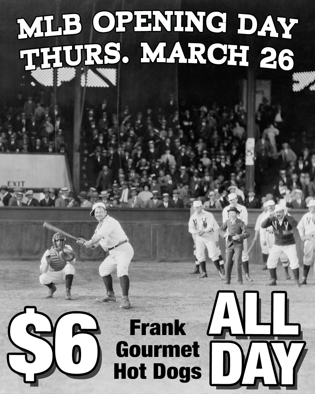 ⚾️ ALL DAY THURSDAY! $6 Frank Gourmet Hot Dogs, cold beer flowing, and, because we&rsquo;re feeling nostalgic, a little something extra that might remind you of ballgames past&hellip;while it lasts!⁠ *
⁠
🏀 AND, @94rockofficial will be broadcasting l