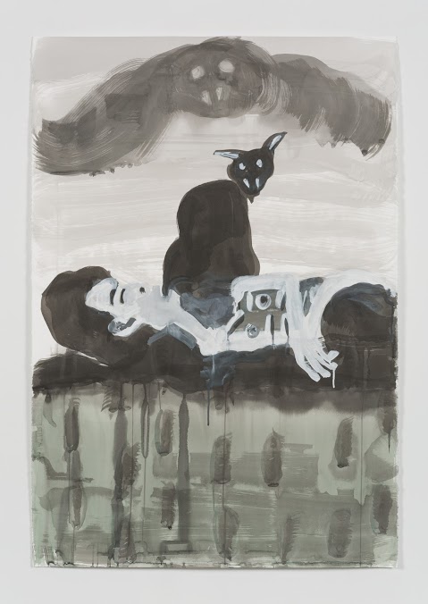  MAIA CRUZ PALILEO: Sleeping Topless Ghost, ink and gouache on paper, 30 x 24” 2015 (image courtesy Taymour Grahne Gallery) 