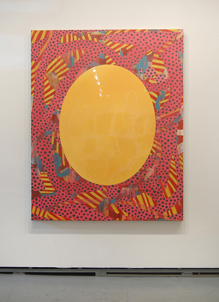  ANDY CROSS: Mirror Disk, Oil, resin, canvas on panel, 48 x 60 inches, 2014 