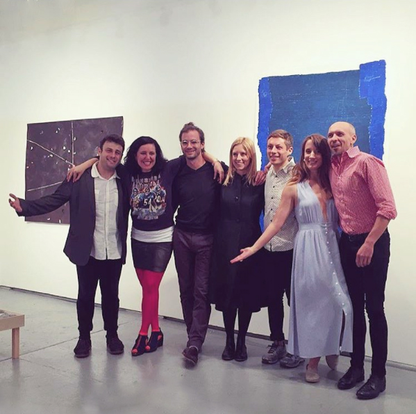 OyG Directors (from left to right ) Zahar Vaks, Leeza Meksin, Joshua Bienko, Eleanna Anagnos, Will Hutnick, Catherine Haggarty, and Eric Hibit (missing from photo Clare Britt, Sarah Rushford, Lauren Whearty) during the exhibition Wish Me Good Luck.