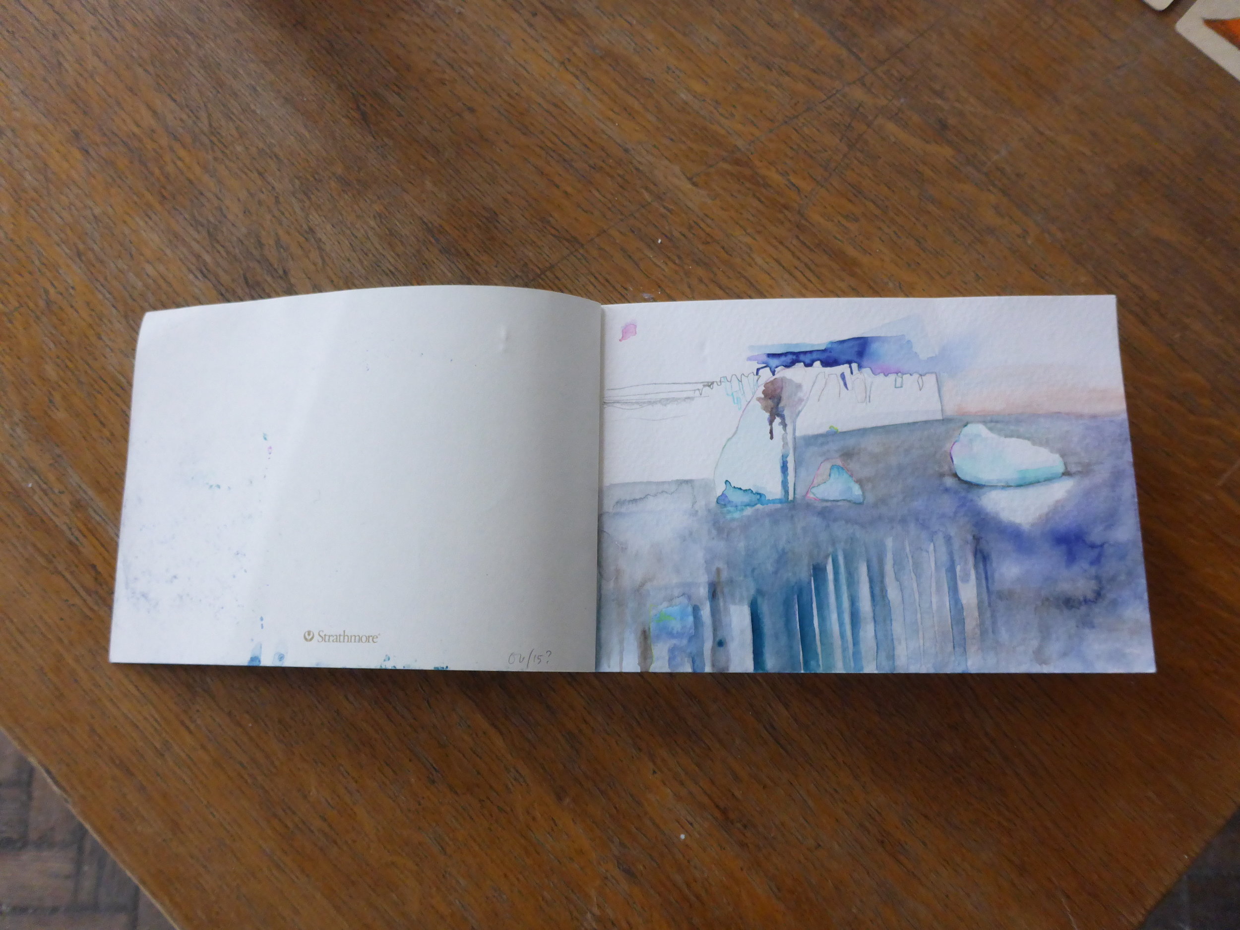  Annie Ewaskio, Watercolor on paper,&nbsp;Pyramiden Canteen, Svalbard, Norway, July 2016&nbsp; 