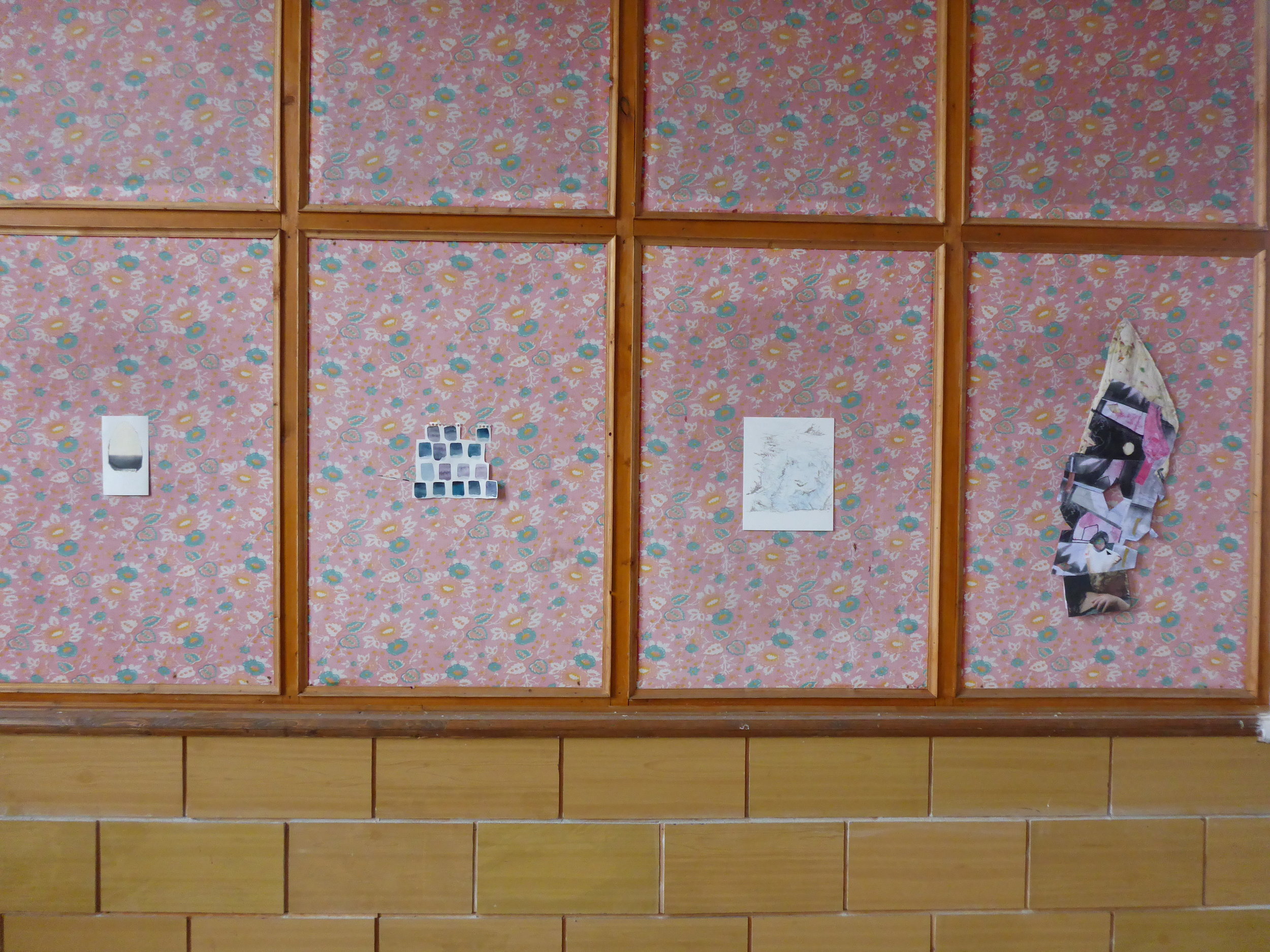  Ester Vonplon Polaroid photograph, Leeza Meksin, Acrylic on paper, Kate Collyer, Ink on paper, Sheilah Wilson, Dani Levanthal, Jeffry Mitchell Fabric, paper, &nbsp;Pyramiden Canteen, Svalbard, Norway, July 2016 