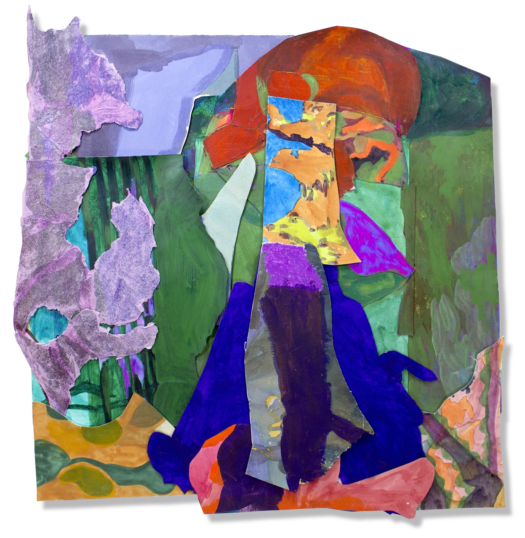 Image: Winnie Sidharta, Crossing, 2019, Collage, watercolor, acrylic, and paper mounted on panel, Dimensions: 24 x25”