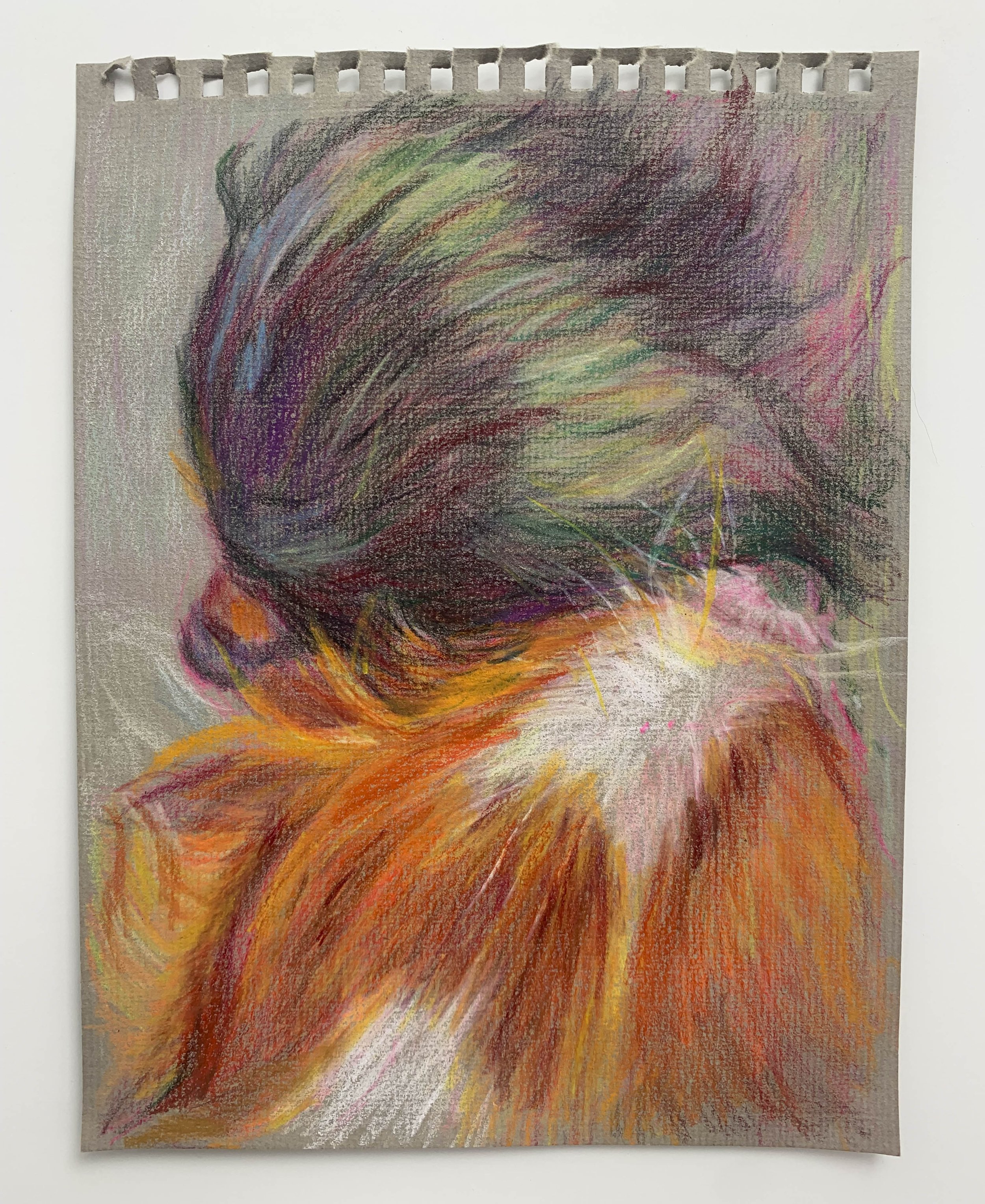   Heather Drayzen ,  Double Trouble , 2023, color pencil and Caran D’Ache crayon on toned paper, 20.5 x 15.5 cm 
