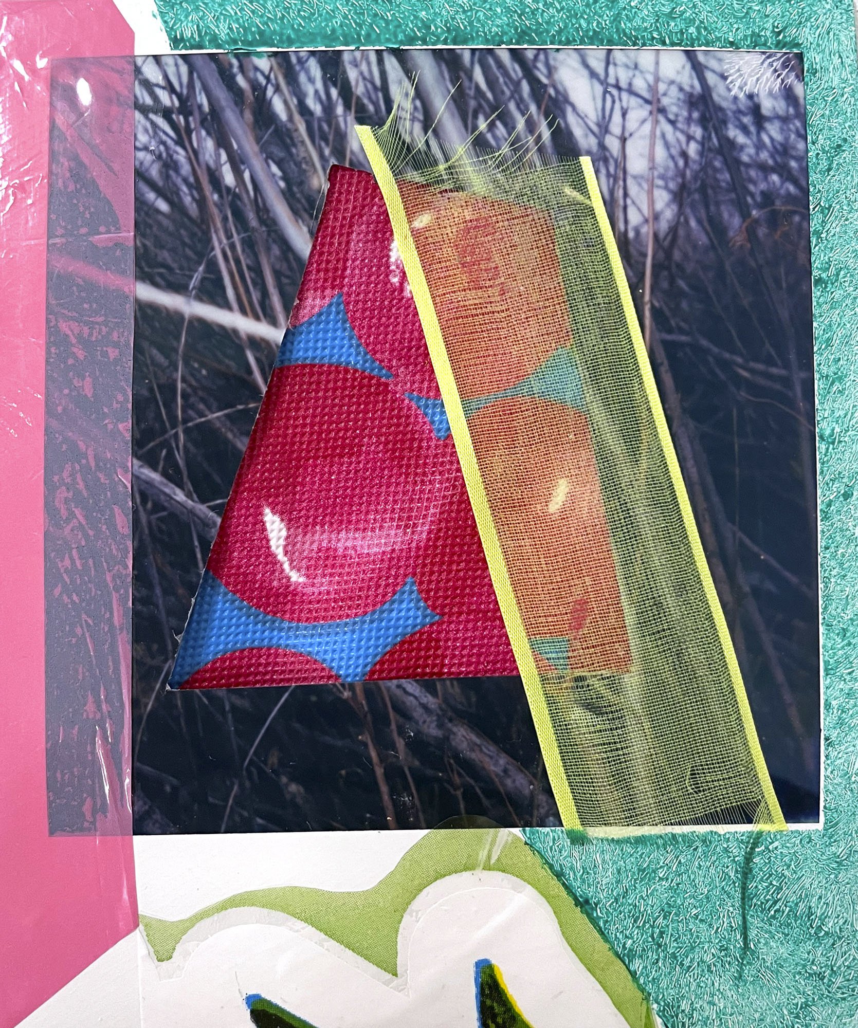   Lauren Michelle Peterson ,  Snapshot (cherry lime) , 2022, mixed media collage, Polaroid, 4 x 3 1/2” 