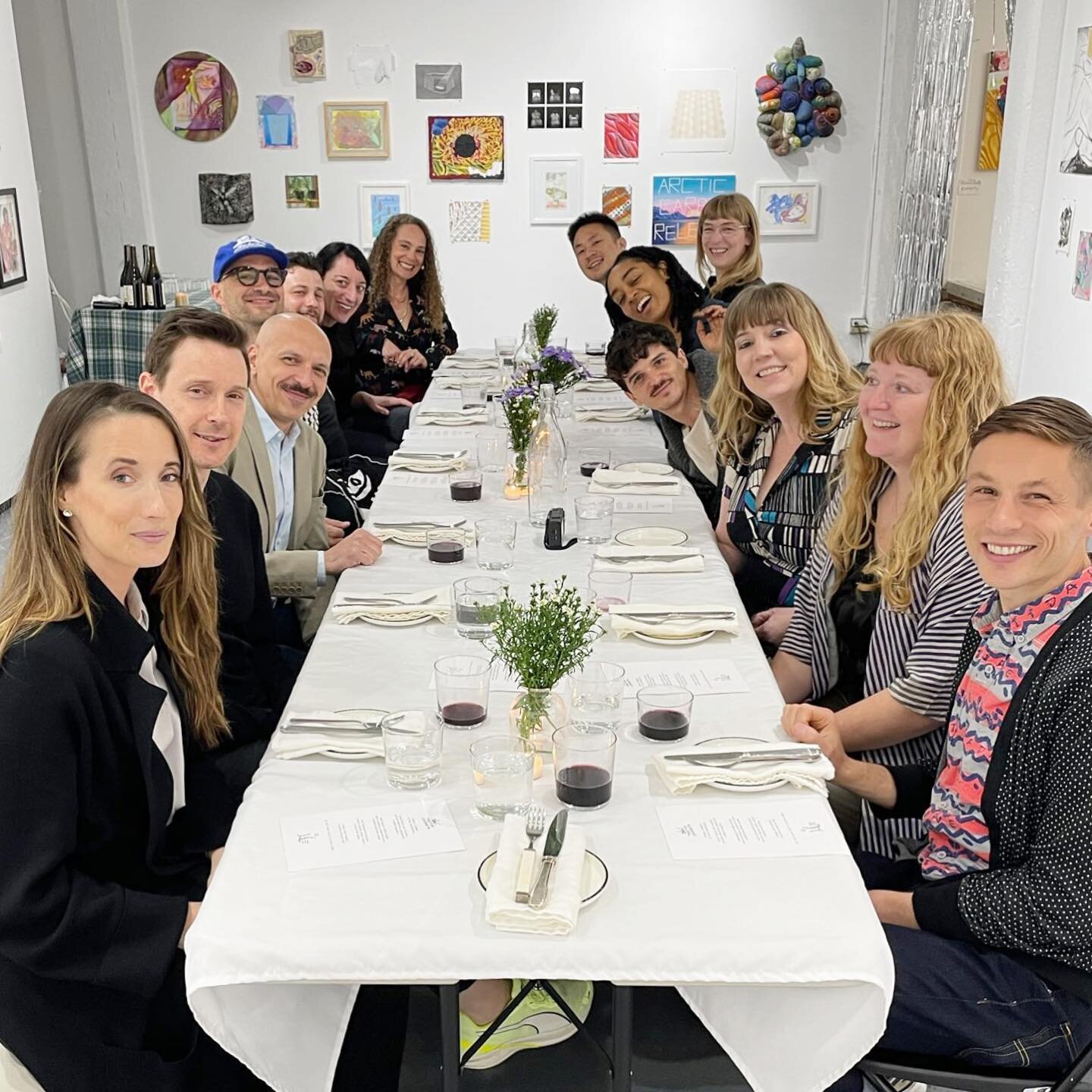 What is the plural noun for OyG co-directors past and present? A brood, a gaggle, a school or a &hellip;??? Whatever it is, we gathered last night for a lovely dinner in the gallery surrounded by our 10 year fundraiser exhibition of 100 artworks! And
