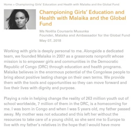 Wise ed.review - Championing Girls’ Education and Health with Malaika and the Global Fund