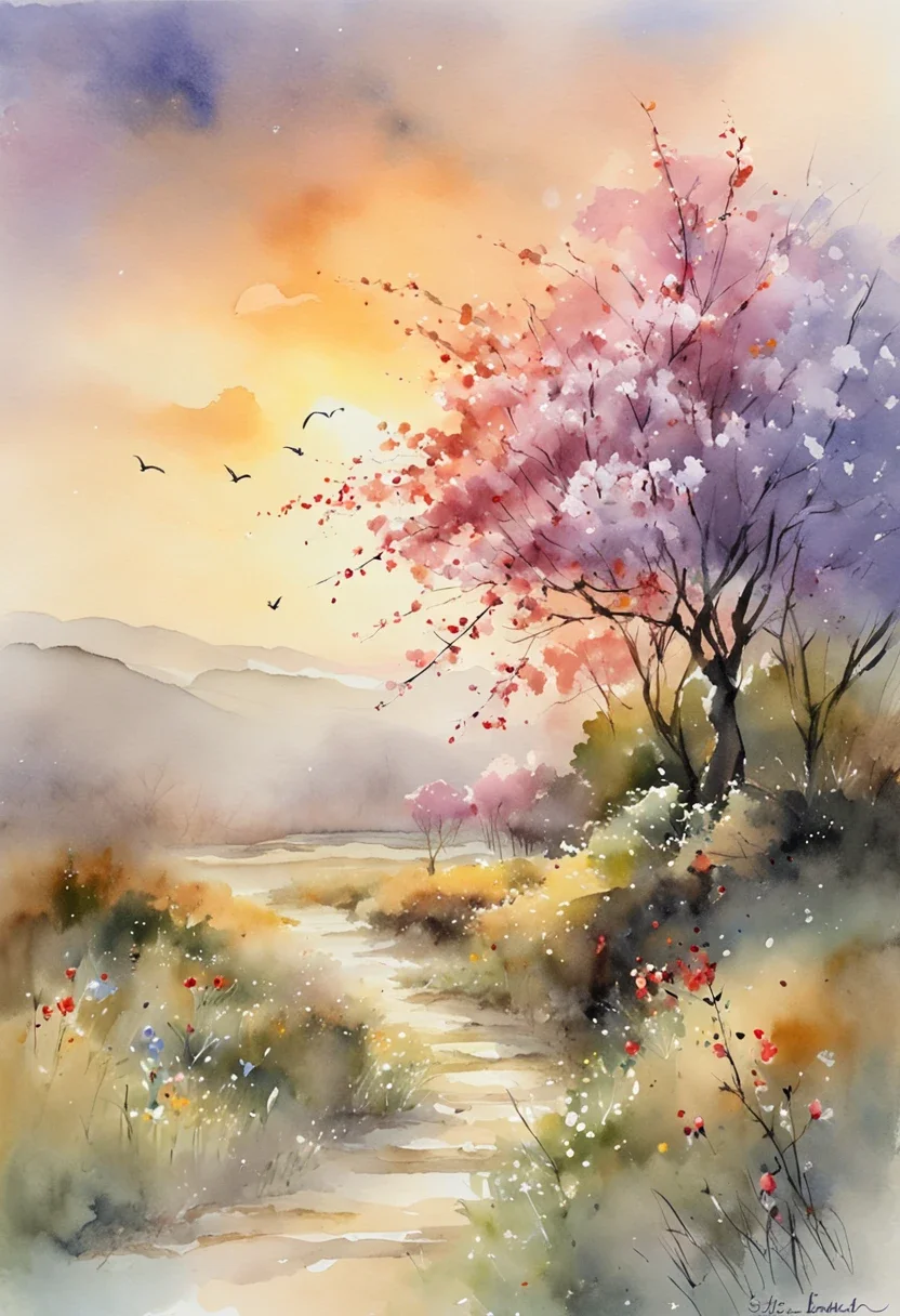 podcast image watercolor blooming tree.webp