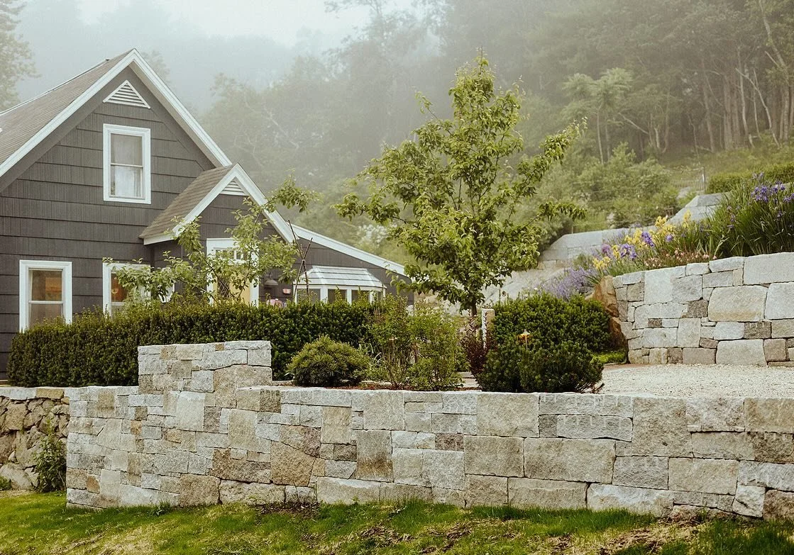 A view from the road up to the front 2023 vs 2015
.
When we first saw this house we knew it was something special, the extreme hillside, the ledge, how the house was oriented and connected with the landscape…I said to Johnny, “we can wor