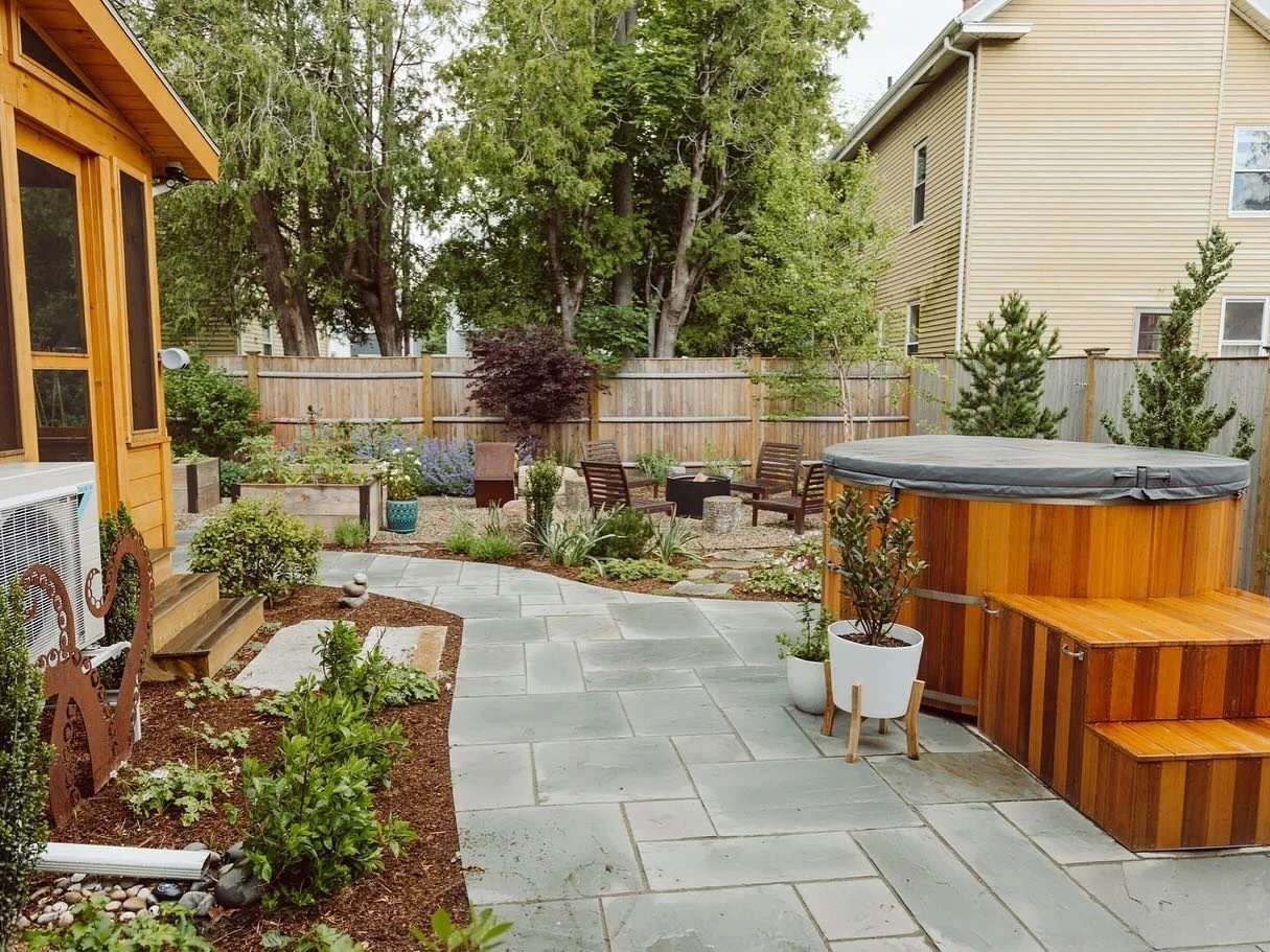 A little before and after (or after and before) for an urban landscape in downtown Salem. I love working on these sorts of projects, completely recreating a new vision and then bringing the vision to life! 
Two views nearly the same 2&4 were tak