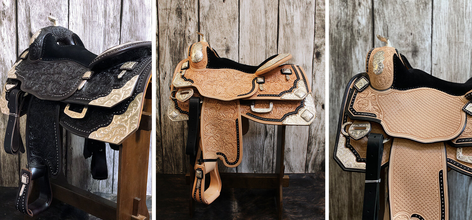 Western Horse Miniature Leather Saddle 5" Seat Decoration Novelty Color Choice