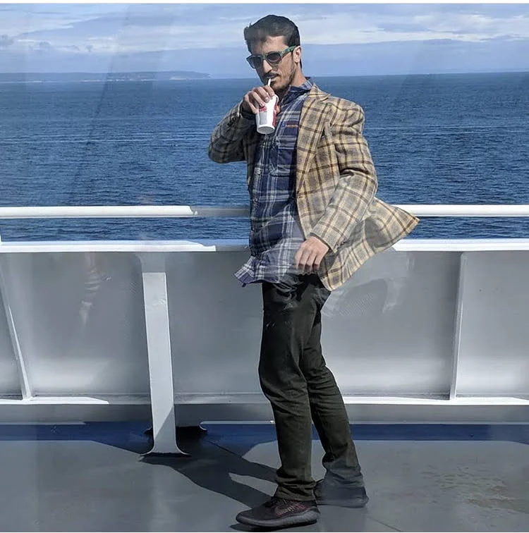 Al Kaseltza on a ferry to Vancouver Island, BC