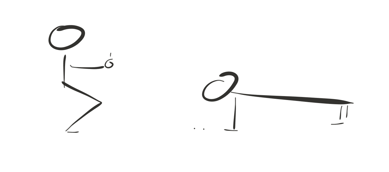 Stick figure picture - personal trainer and client doing a plank