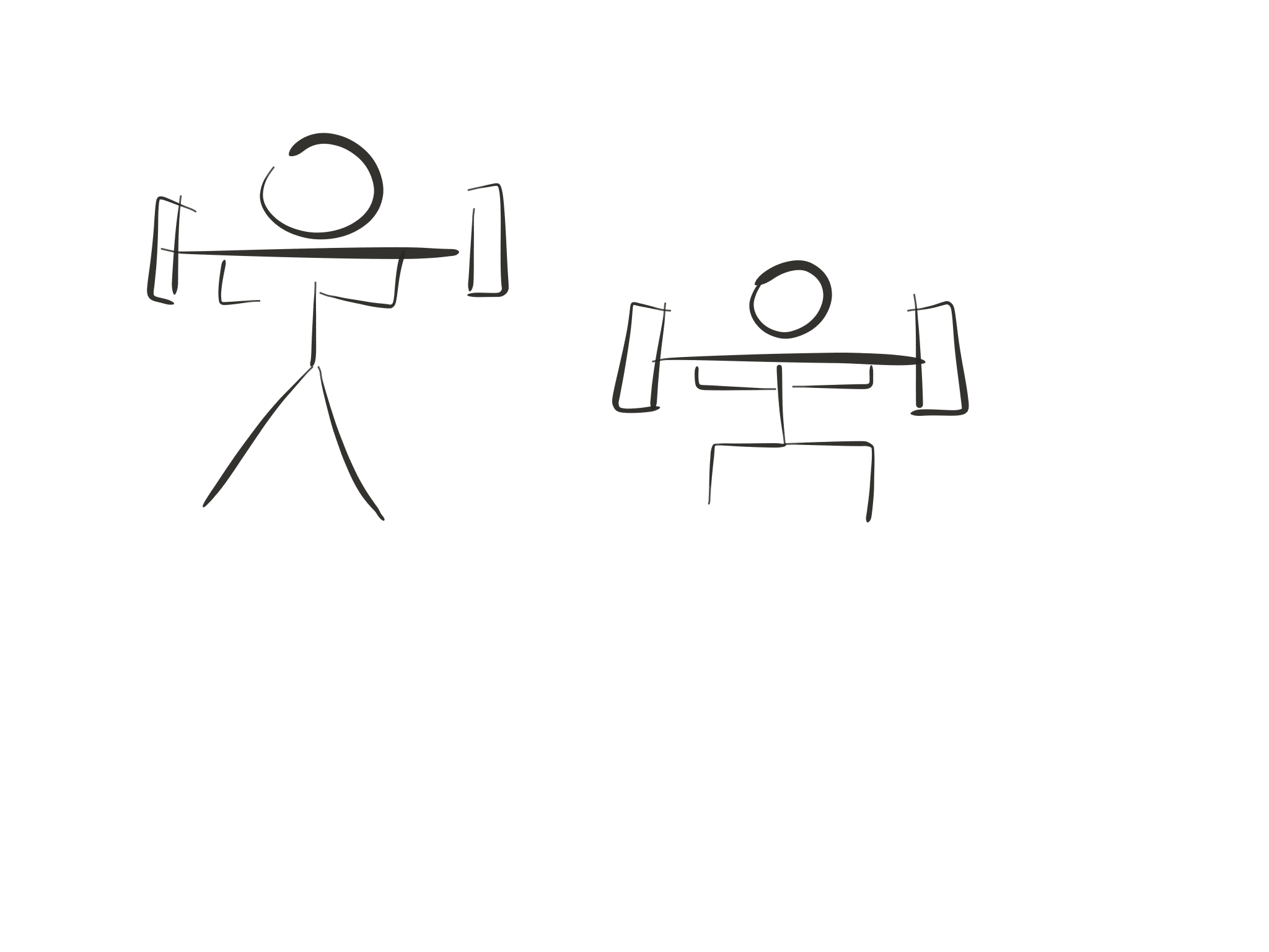 Stick figure diagram, barbell back squat