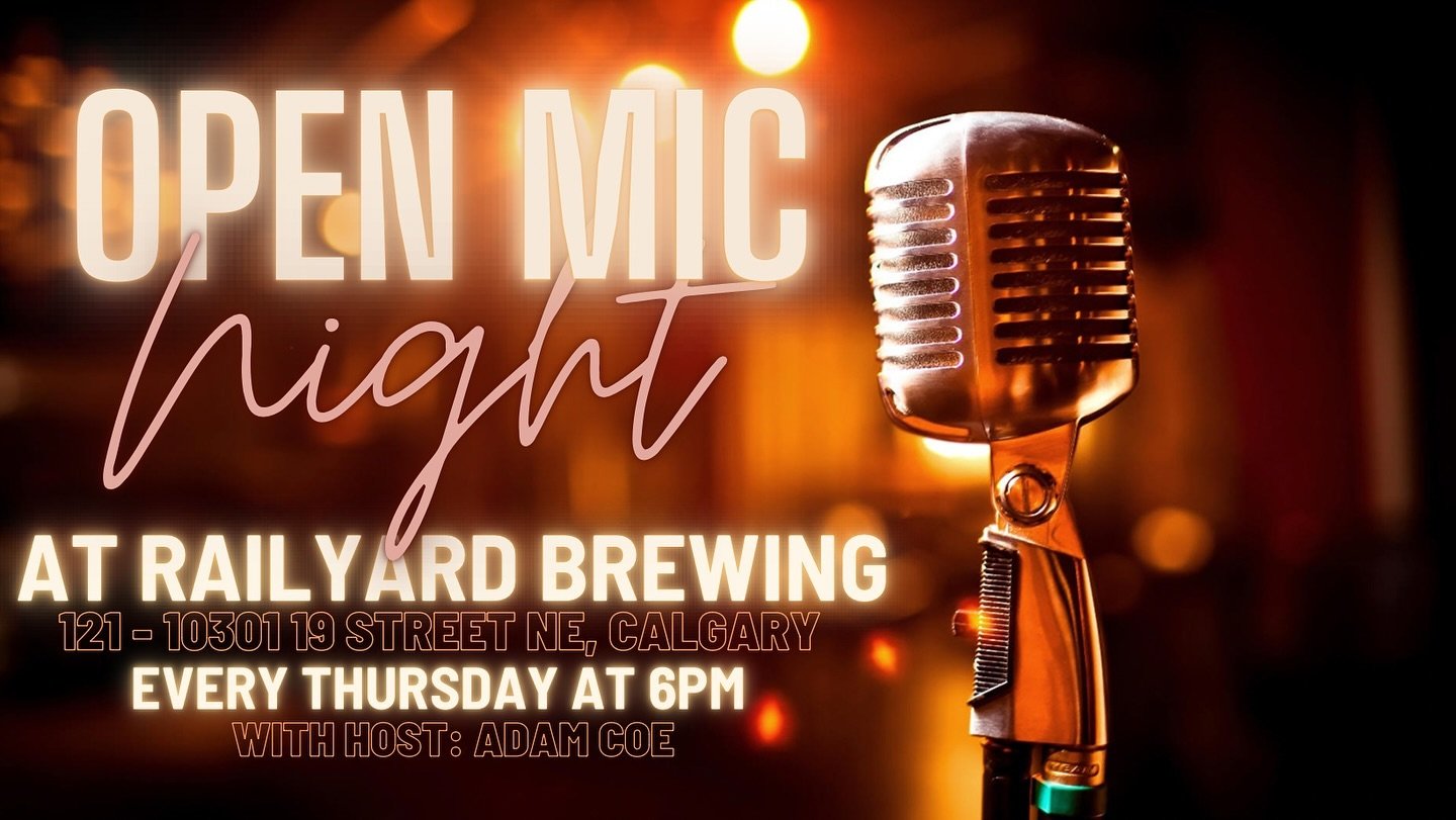 🎶OPEN MIC NIGHT TONIGHT🎶

Join us tonight, and every Thursday at Railyard Brewing for a remarkable Open Mic Night!

Starting at 6pm, our stage awaits your incredible talent, with none other than Adam Coe as your host for the evening.

No matter you