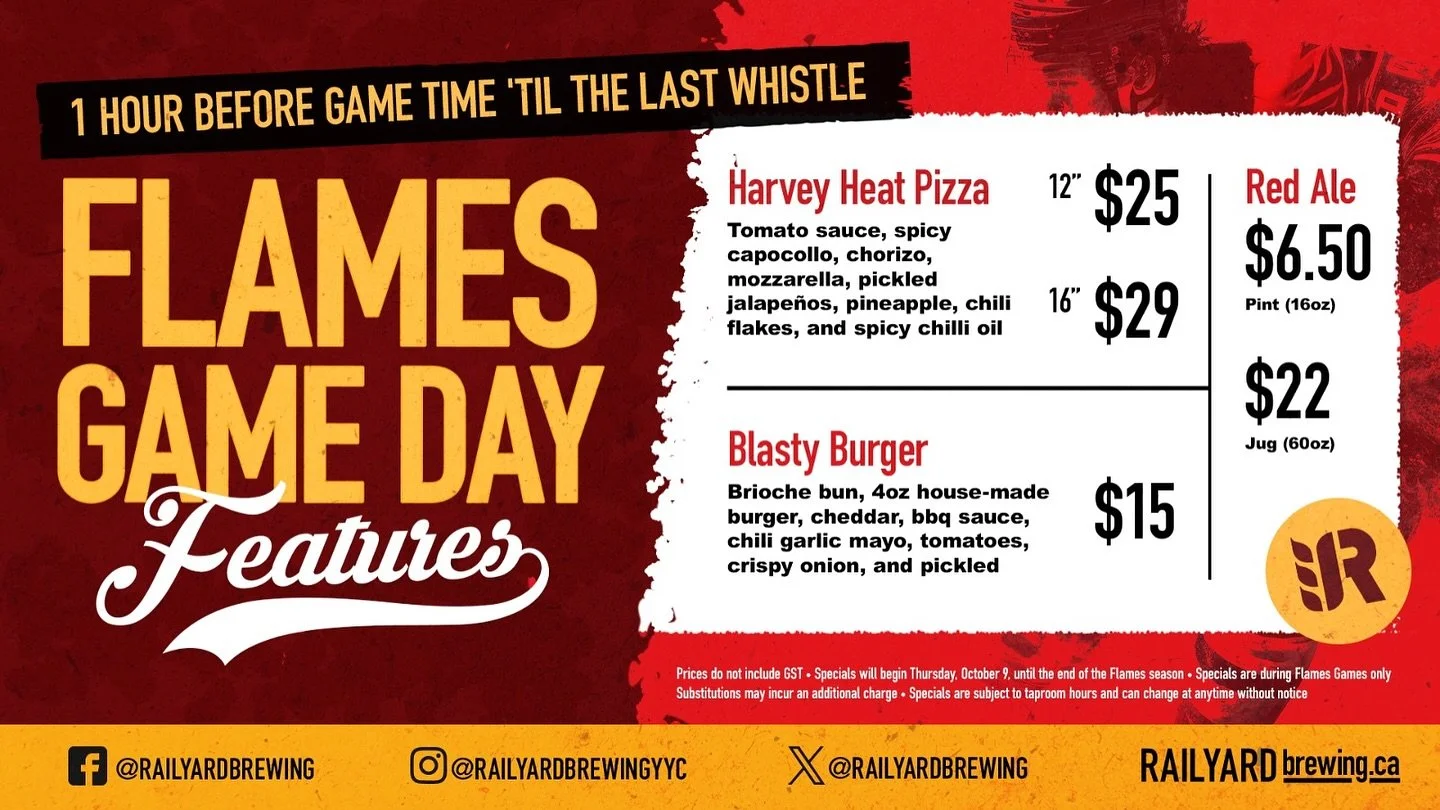 🔥🏒 FLAMES HOCKEY IS BACK 🏒🔥

We&rsquo;re just days away from the start of the regular NHL season, and beginning October 9, we&rsquo;ve got every Calgary Flames game playing 🅻🅸🆅🅴 in the taproom!

Sound on, screens everywhere... no chance of mi