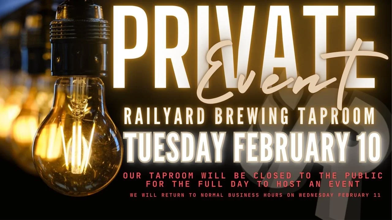 🚨 𝗣𝗥𝗜𝗩𝗔𝗧𝗘 𝗘𝗩𝗘𝗡𝗧 𝗧𝗢𝗗𝗔𝗬 🚨

Heads up! Our taproom will be closed to the public 𝗙𝗢𝗥 𝗧𝗛𝗘 𝗙𝗨𝗟𝗟 𝗗𝗔𝗬 𝗧𝗢𝗗𝗔𝗬 to host a private event.

𝗪𝗘 𝗪𝗜𝗟𝗟 𝗕𝗘 𝗕𝗔𝗖𝗞 to regular hours tomorrow (𝗪𝗘𝗗𝗡𝗘𝗦𝗗𝗔𝗬 𝗙𝗘𝗕𝗥𝗨𝗔𝗥