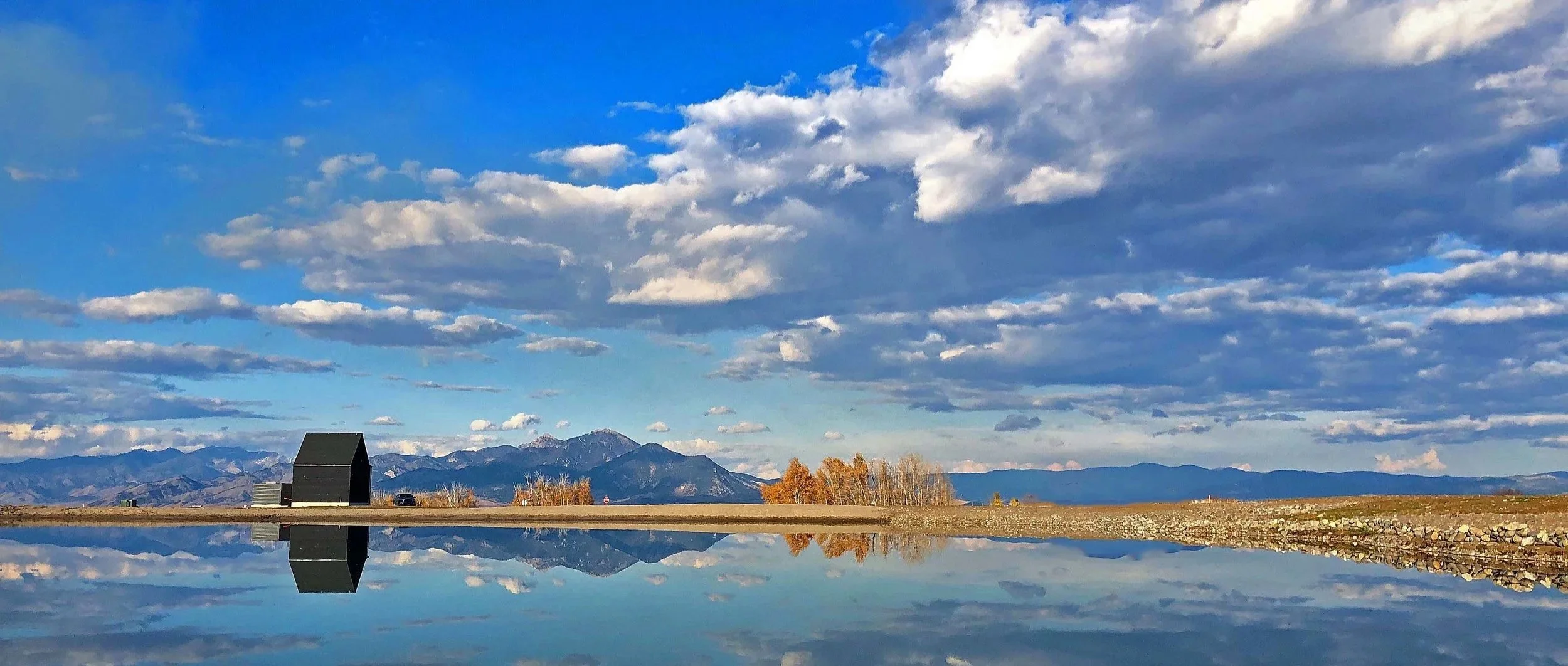 Clear Autumn Day looking North to the Bridgers Before Construction of the Community Center Began