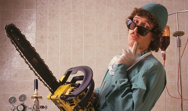 coy, with a chainsaw 