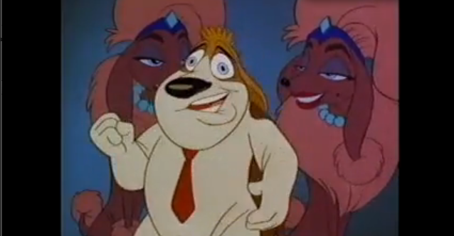 That cartoon dog sure loves to gamble and chase tail. 