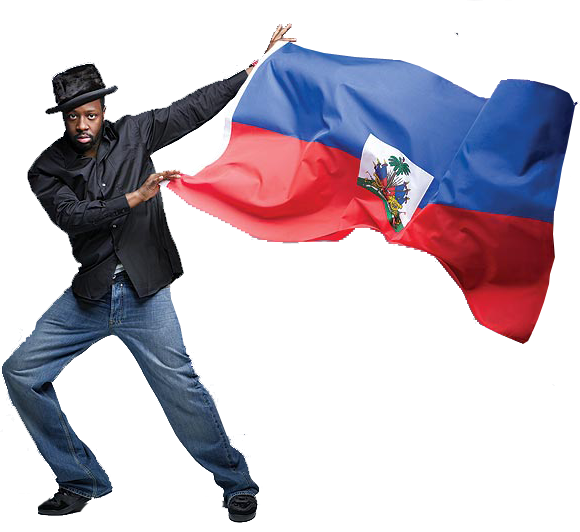 Surely a man who poses so jauntily with the Haitian flag could never rip off his own people!