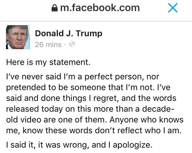I never said that I was a perfect person, only that I was better than everyone else and my enemies should all be set on fire.