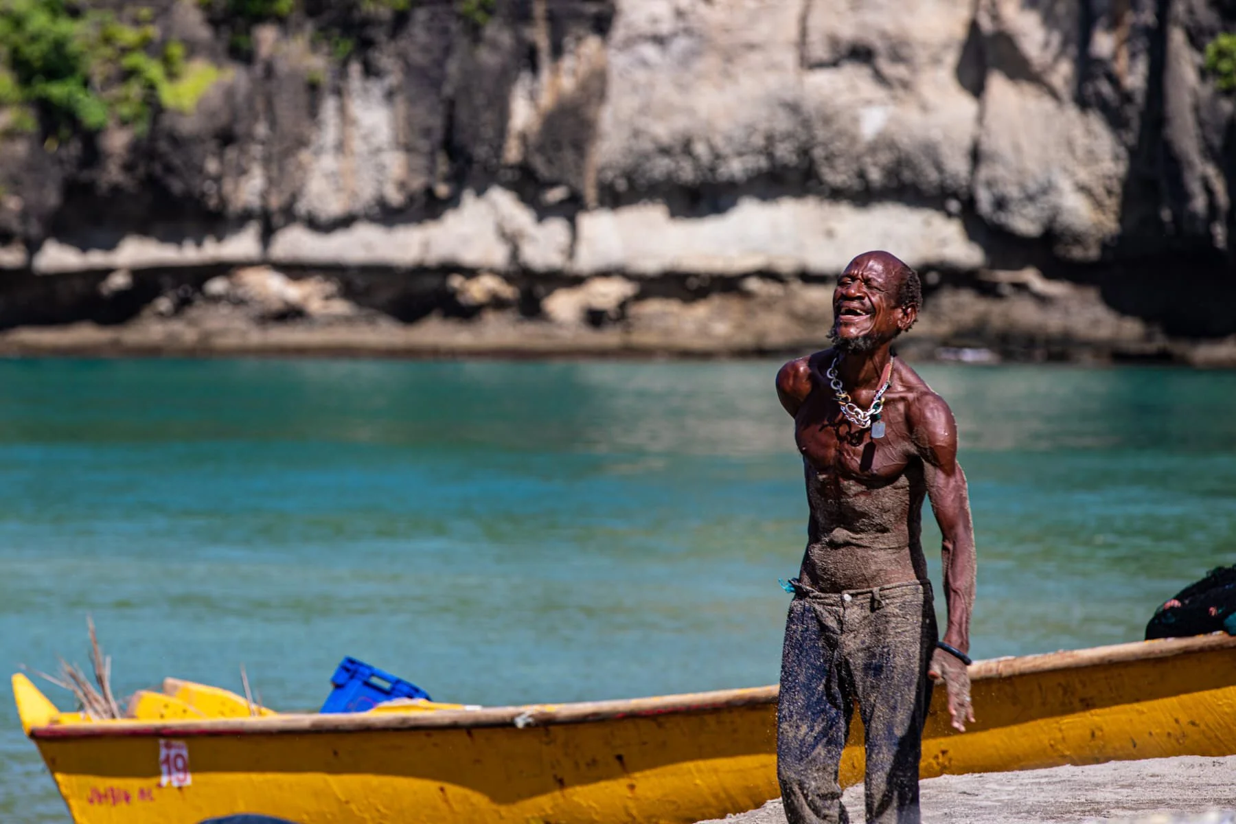 On the island of Saint Lucia, we stopped in a village called Anse La Raye to visit some beachside gift shops. As we walked around, I saw this man stand up from where he was lying on the beach and I captured this image of him. He has stories to tell.…