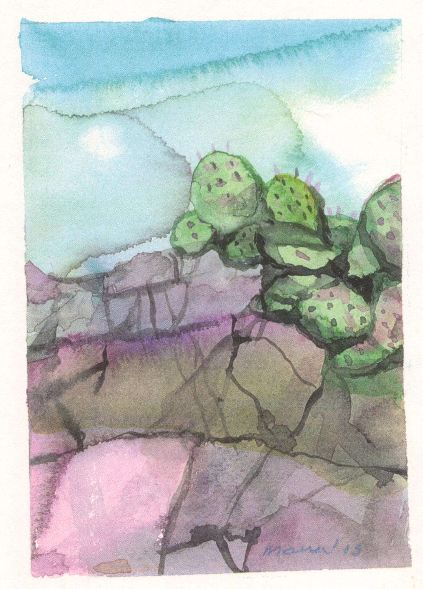 Desert Rocks and Sky (4"x7")