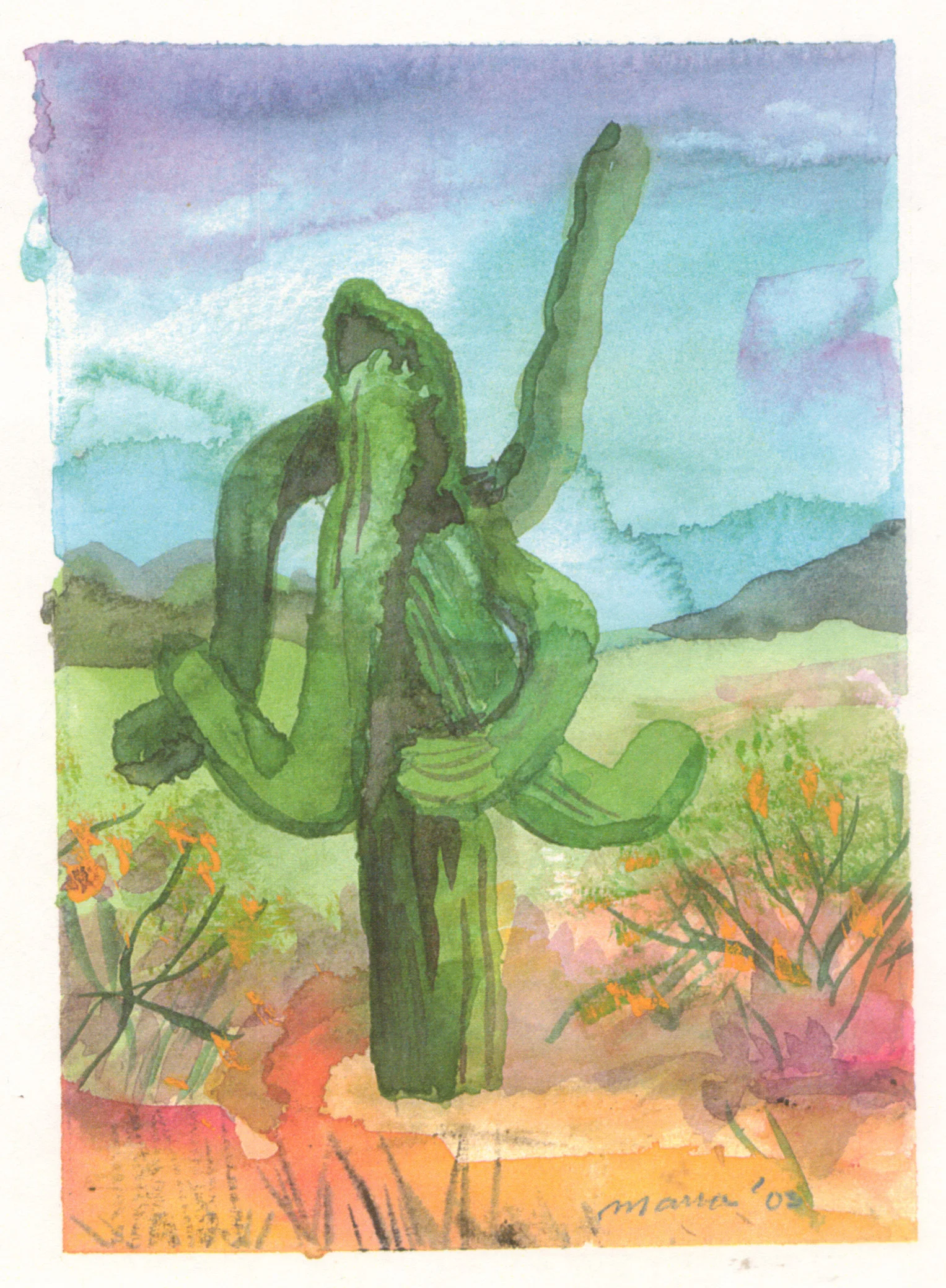 Grandfather Cactus (4"x7")