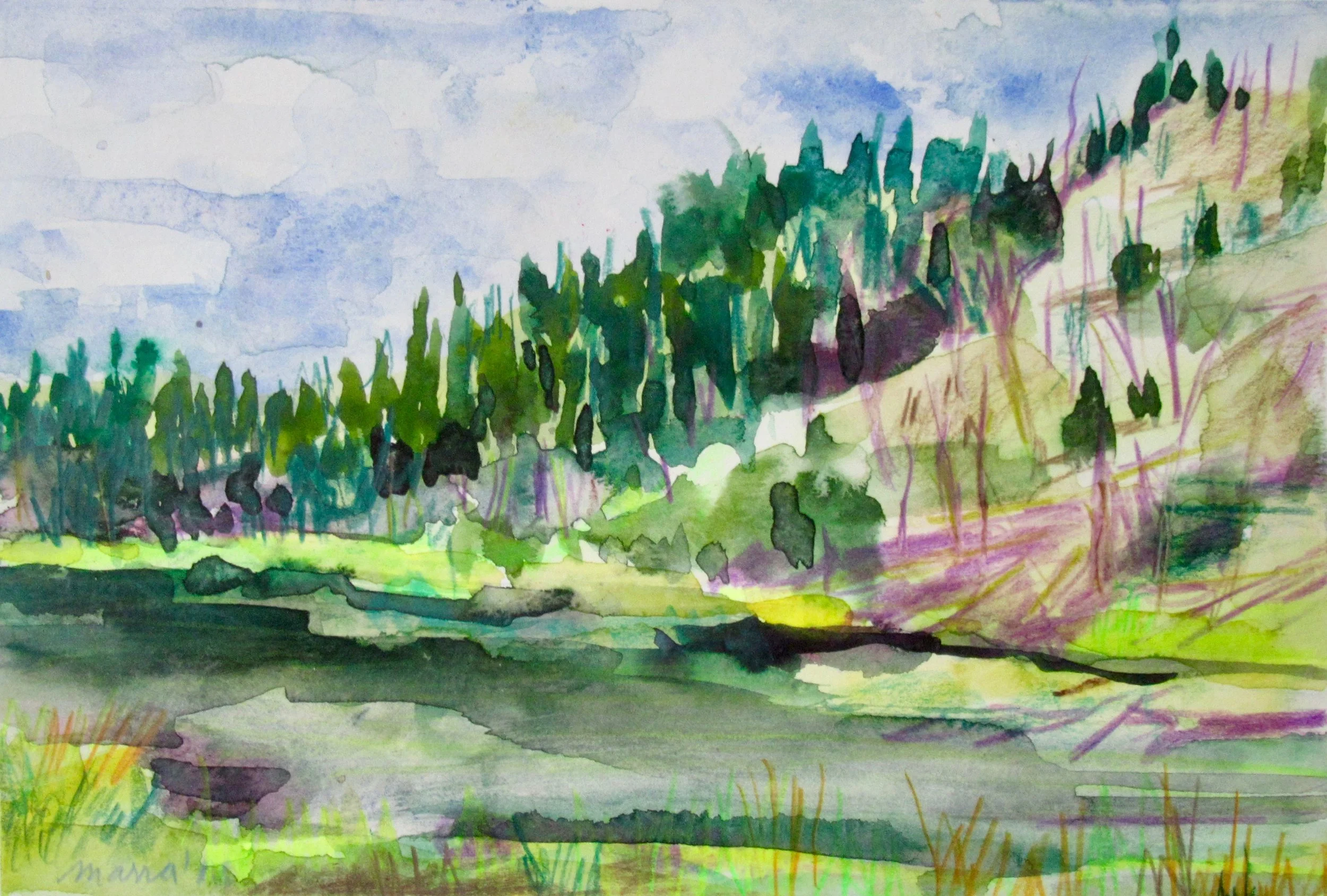 Along the Madison River 3 (5" x 7.5")