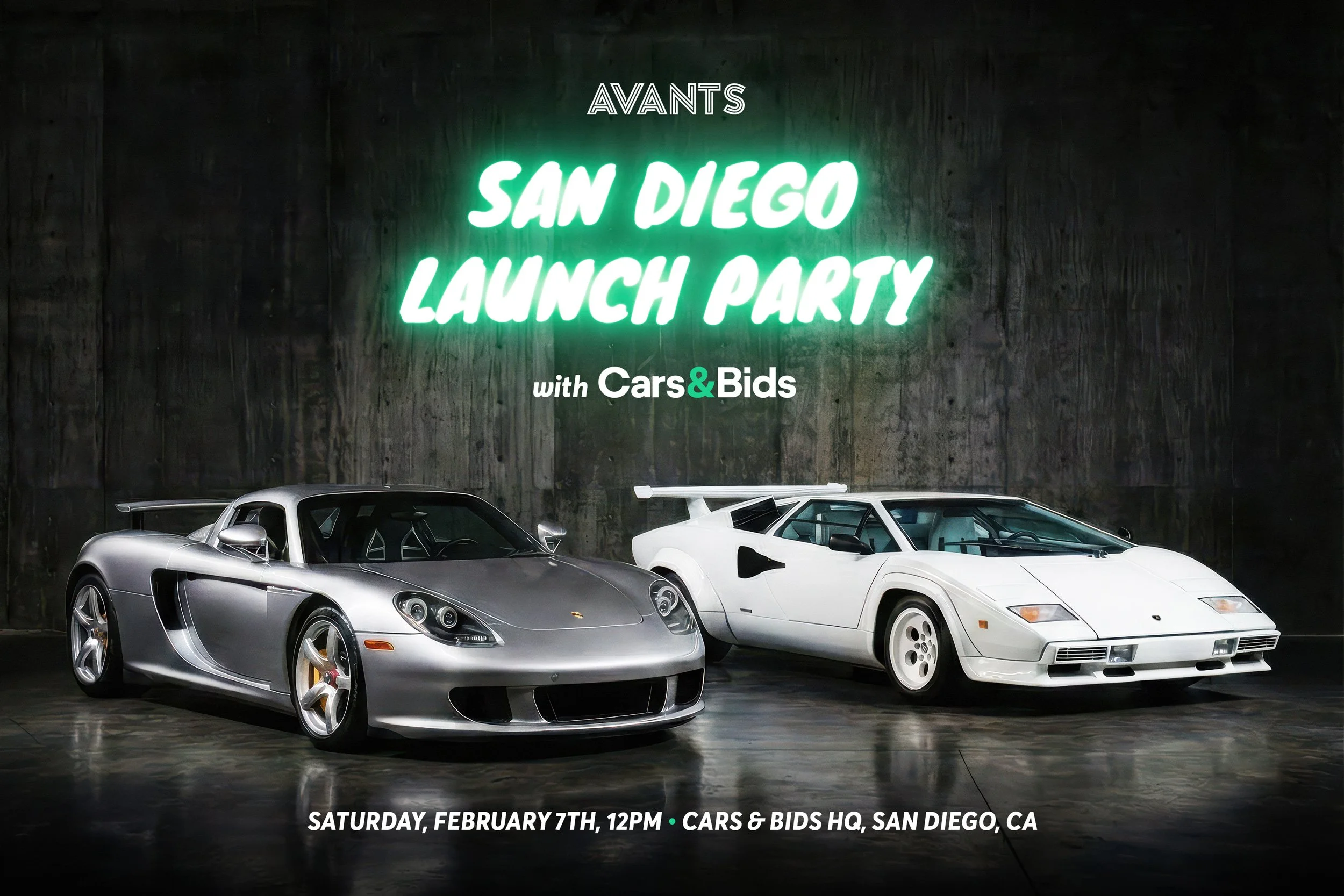 Avants San Diego Launch Party at Cars &amp; Bids HQ