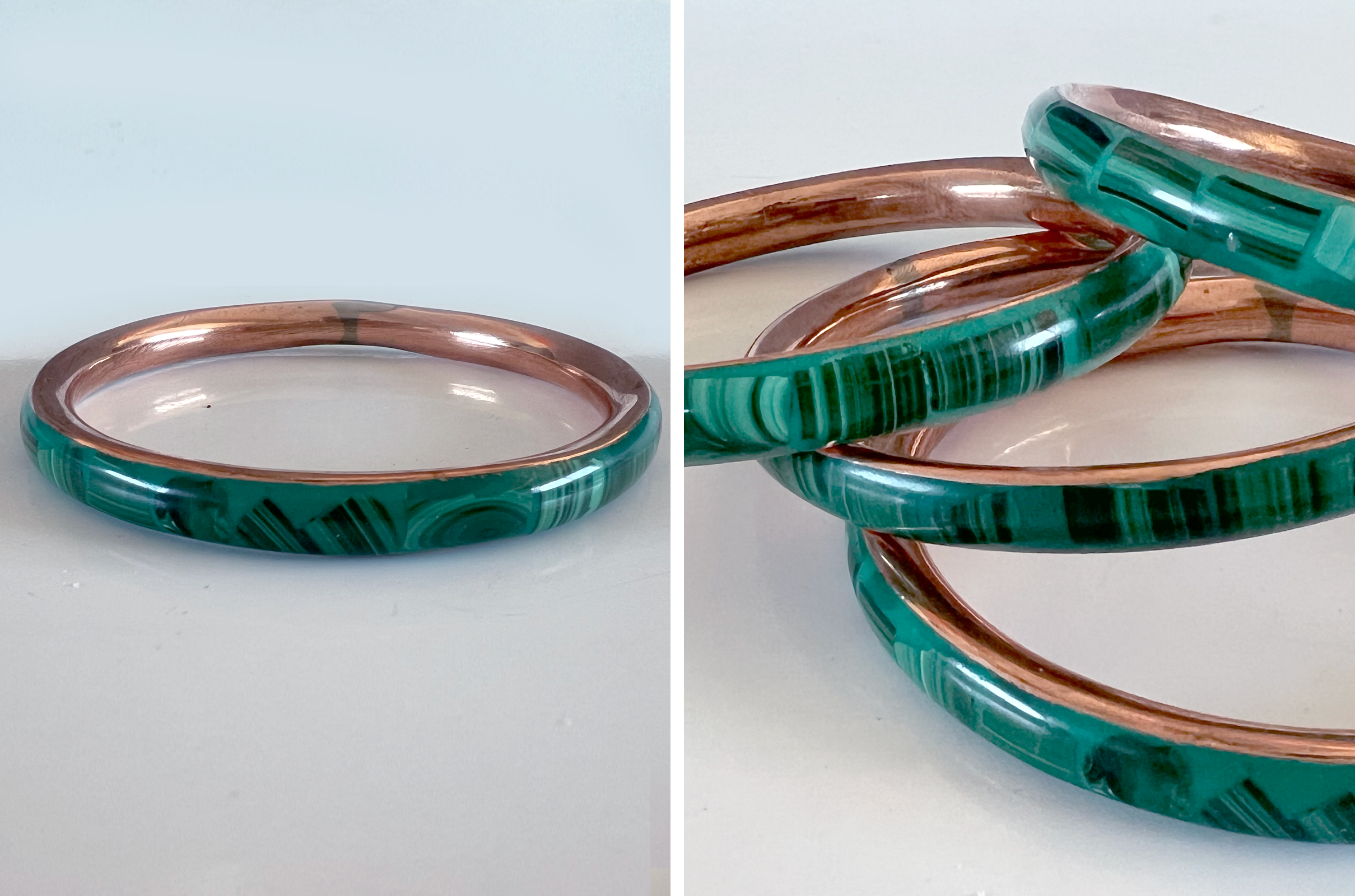 malachite single bracelet and in a stack