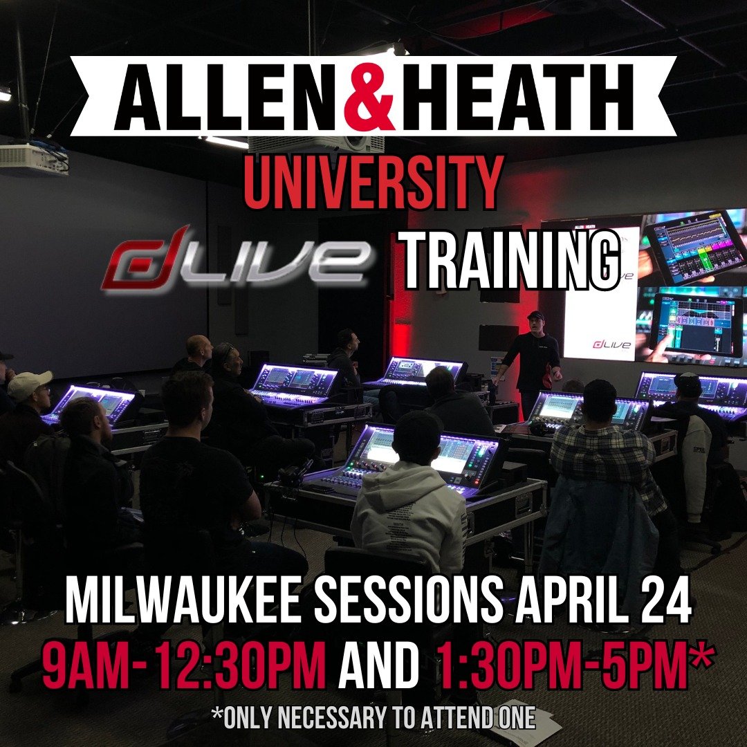 Hey Milwaukee friends! Have you registered for dLive Training with @allenandheath  yet? 

There's 2 opportunities on April 24th at Celtic MKE to get hands-on training on the dLive family of consoles. Grab your spot before the FREE trainings are fully