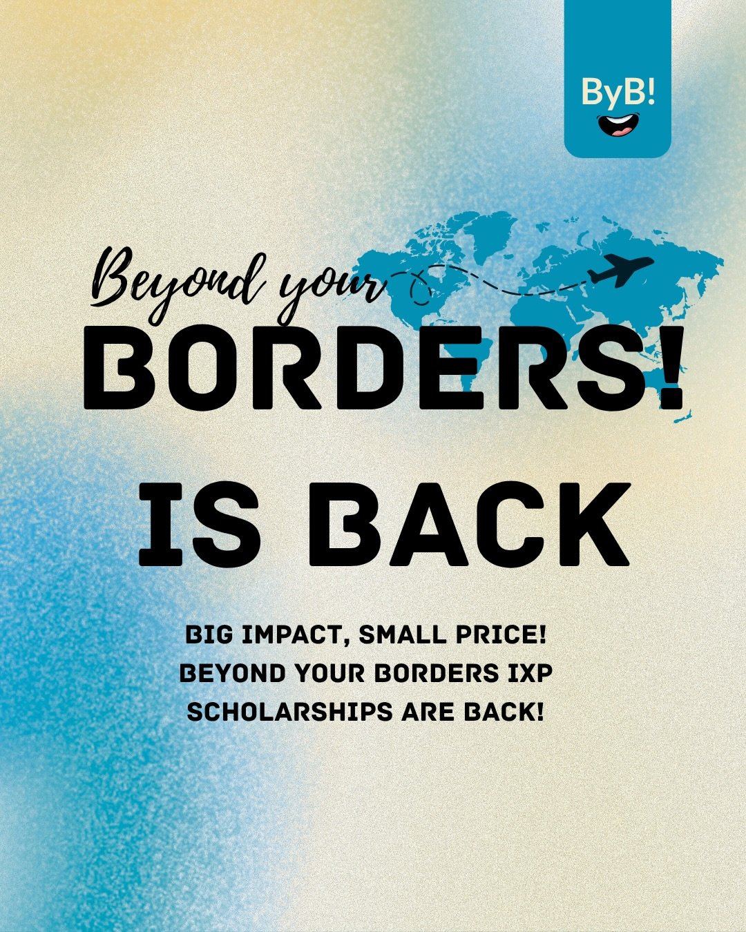 🌍 Ready to lead? The Beyond your Borders Campaign is back!  The first 2 applicants get a fully funded exchange, the next 2 get their fee 50% off + a partially funded one way flight , and everyone after gets 35% off. Apply fast&mdash;spots disappear 