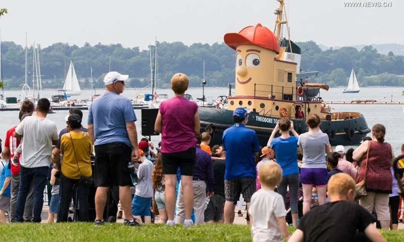 Tugboat Theodore Too arrives at Port of Hamilton in Canada on tour to promote water conservation