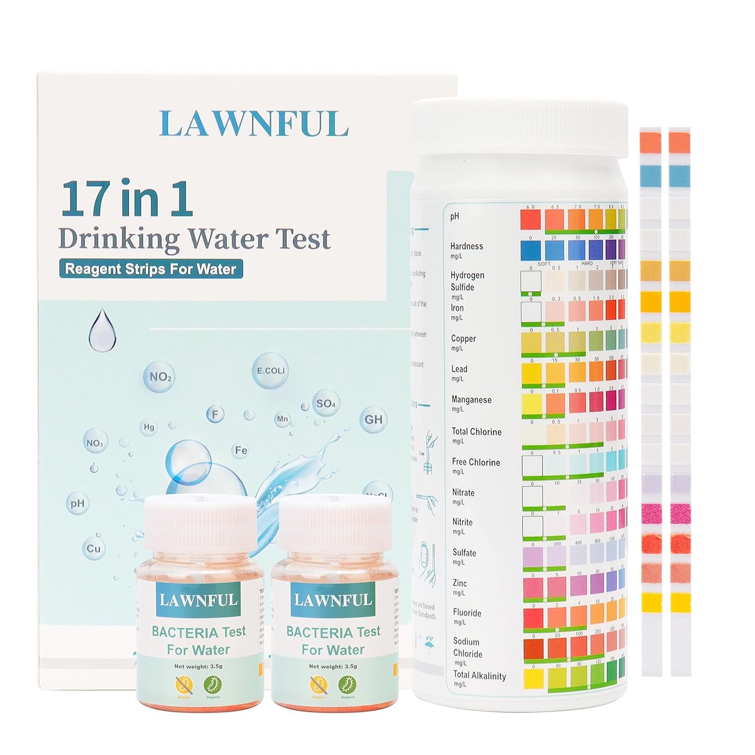 Kit d'analyse d'eau potable LAWNFUL 17 en 1, remplaçant certains matériaux du kit