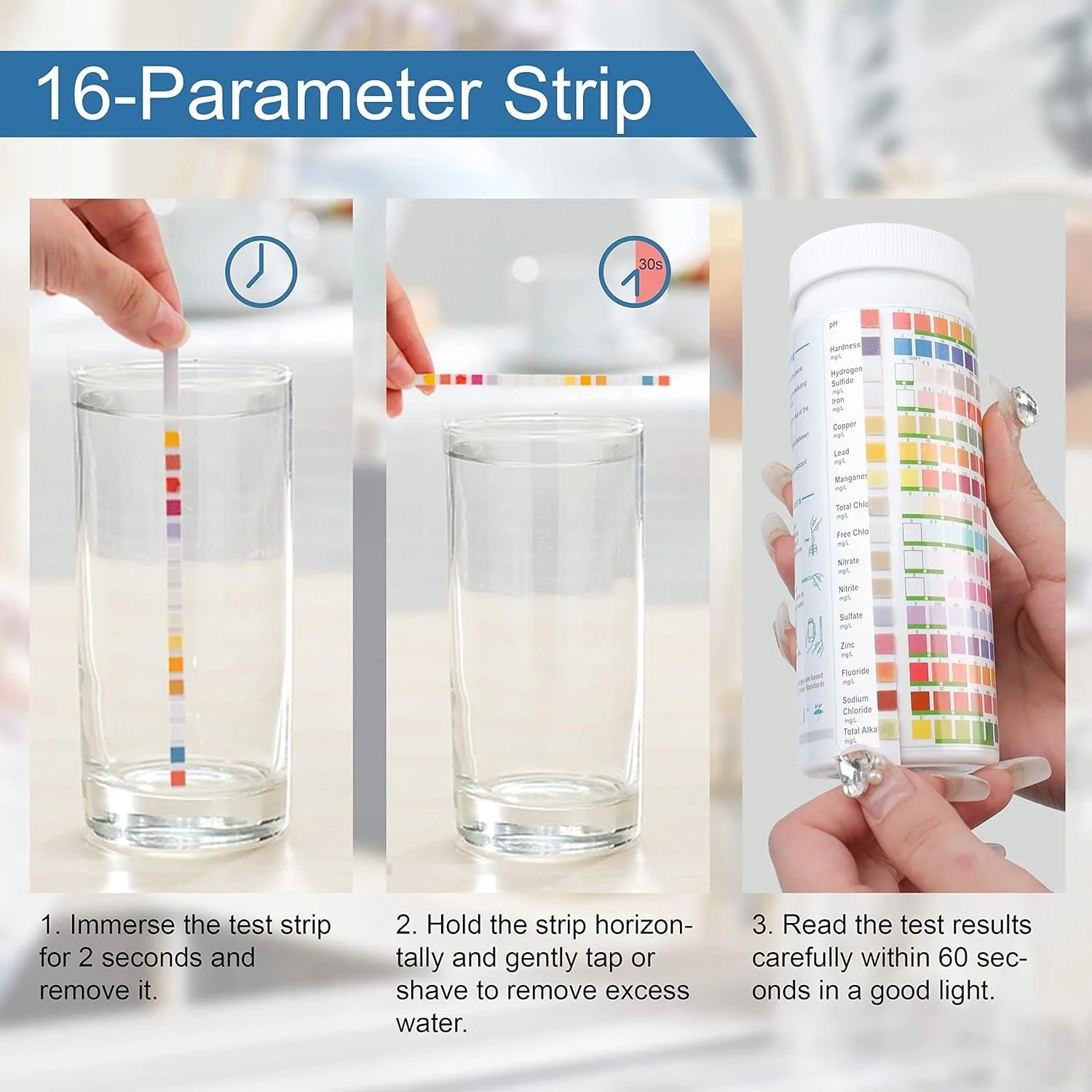 Instructions explaining how to use the LAWNFUL 16-parameter test strips.