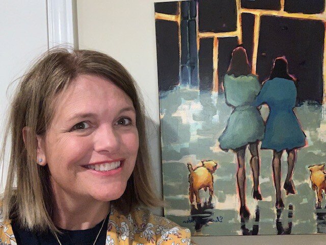 Your work environment matters! I love being surrounded by beautiful things I&rsquo;ve collected along the way. Art makes me feel motivated and inspired! (Painting by talented Canadian Artist @eleanorlowden)