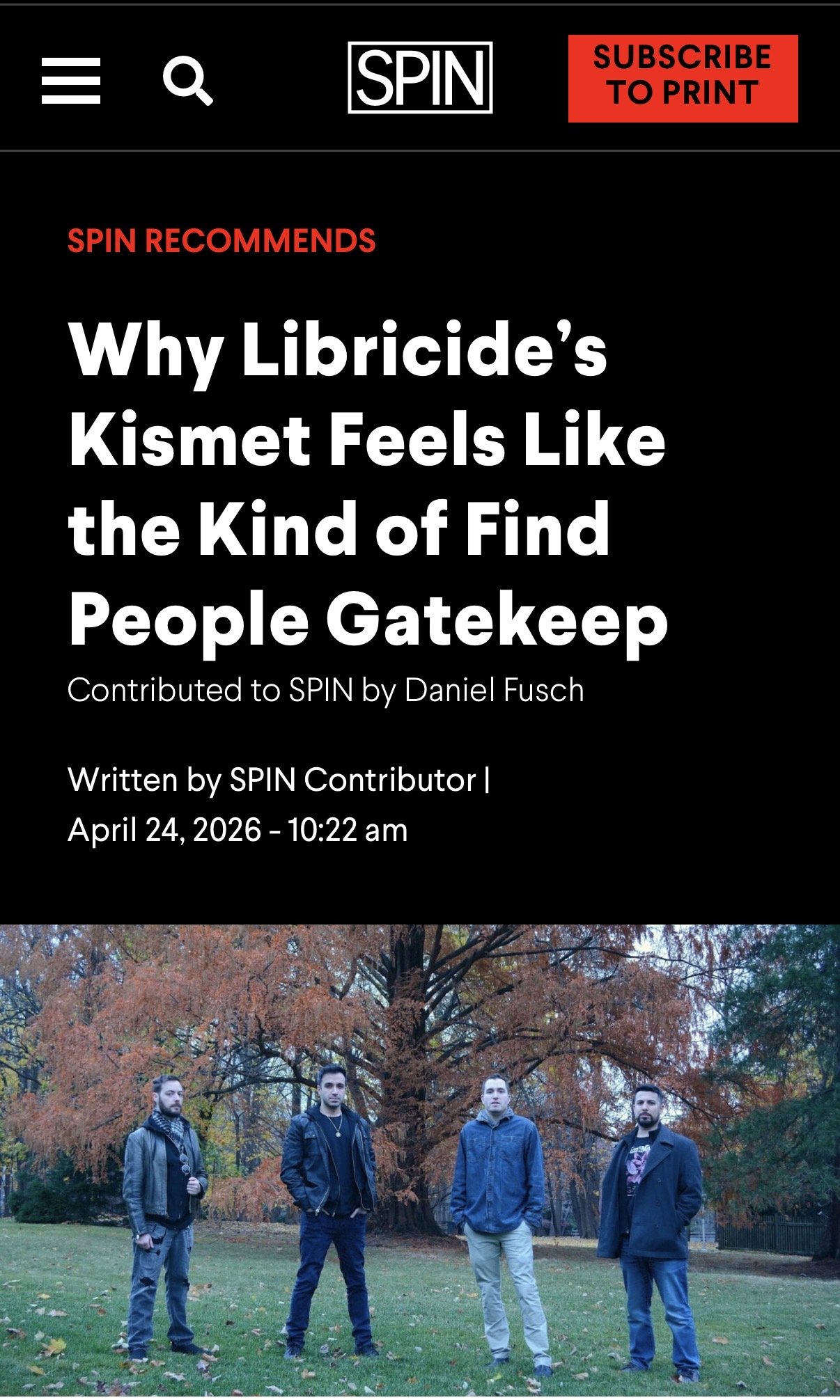 LIBRICIDE'S "KISMET" ALBUM GETS RAVE REVIEWS IN SPIN MAGAZINE