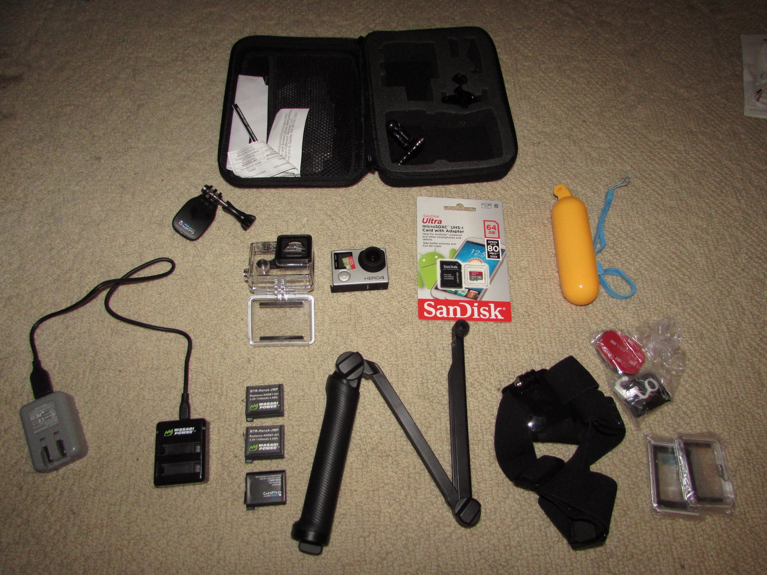 GoPro with accessories and the case above.