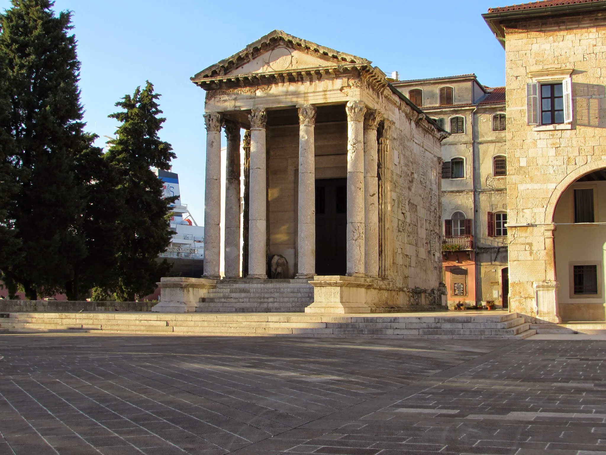 The Temple of Augustus in the old Roman forum of Pula.