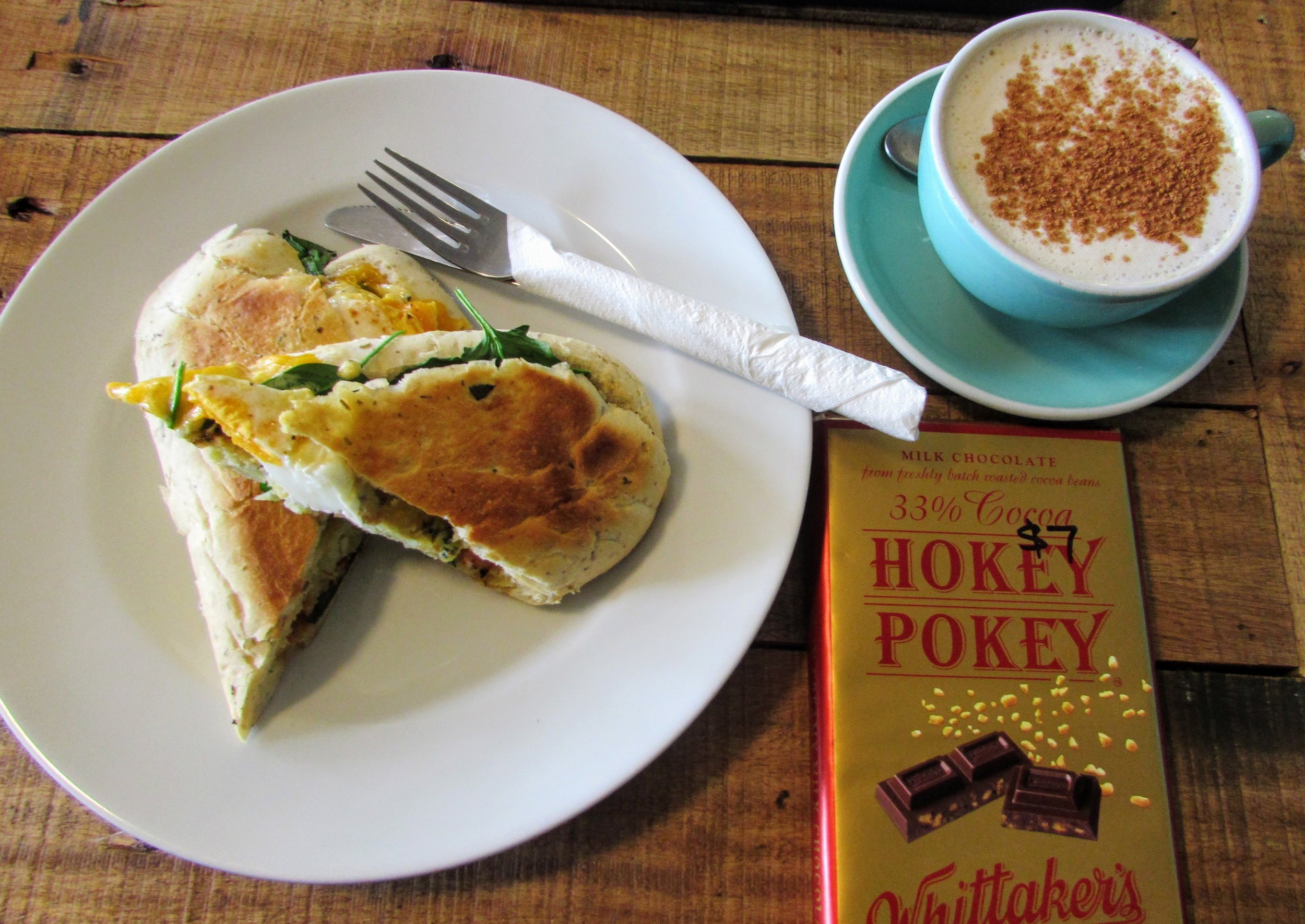 We had brunch in Waitomo at a little cafe/convenience store and split this whole hokey pokey bar for dessert.