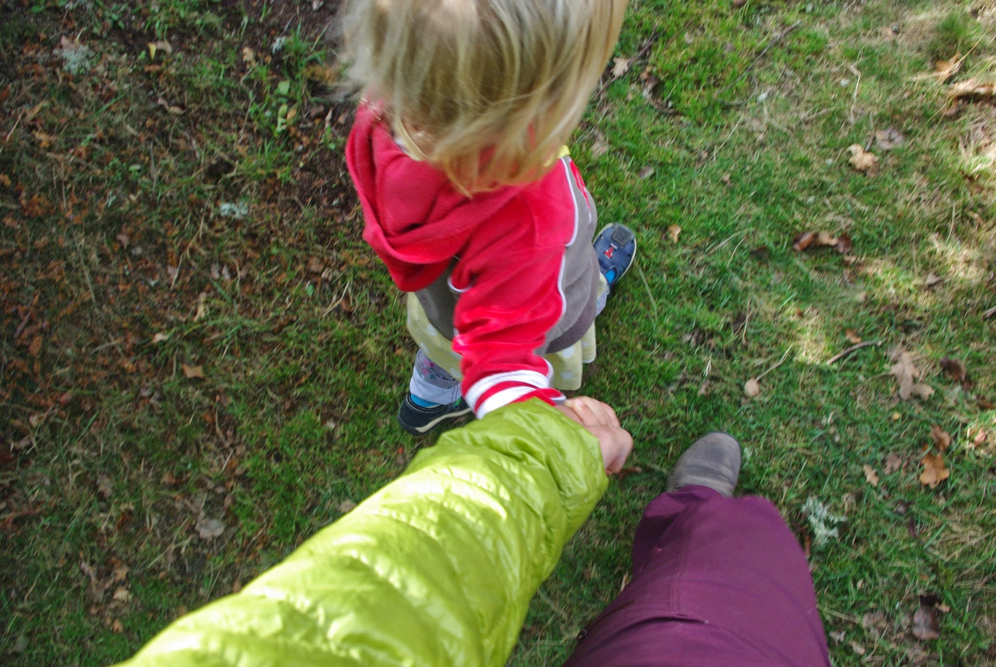 Going for a walk with our hosts' granddaughter in Sweden.