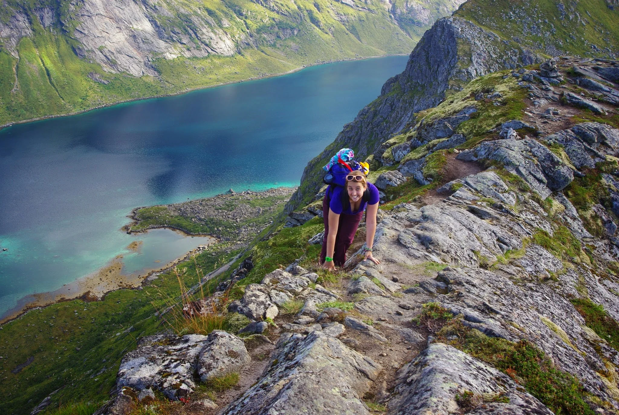 At the top of the ridge, the path got very narrow. But look at that incredible scenery!