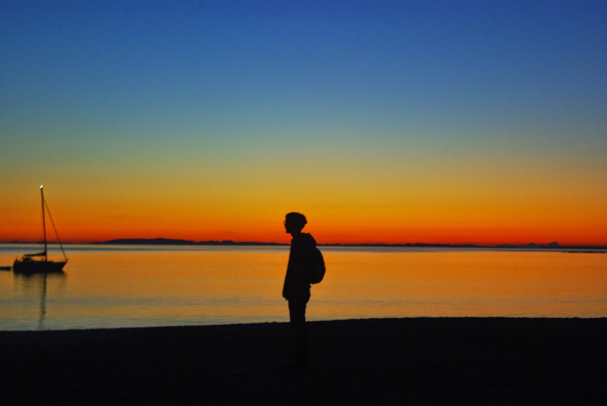 Being late August, it was no longer the season of the midnight sun in Norway but we were still able to watch the sun set for hours before it finally dropped below the horizon around 11 PM - when I took this photo of Emmett.
